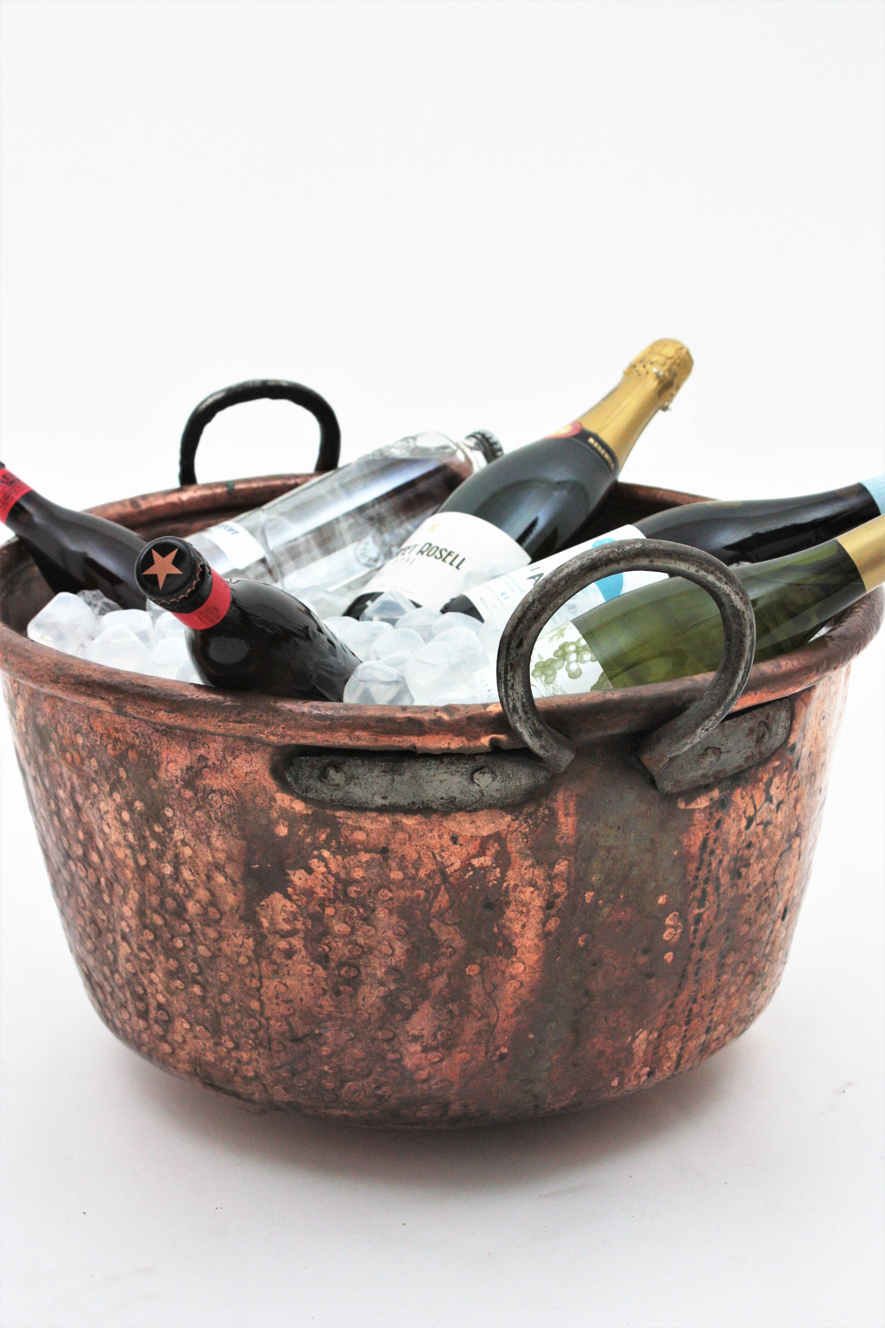 Massive Spanish Copper Cauldron with Handles 8