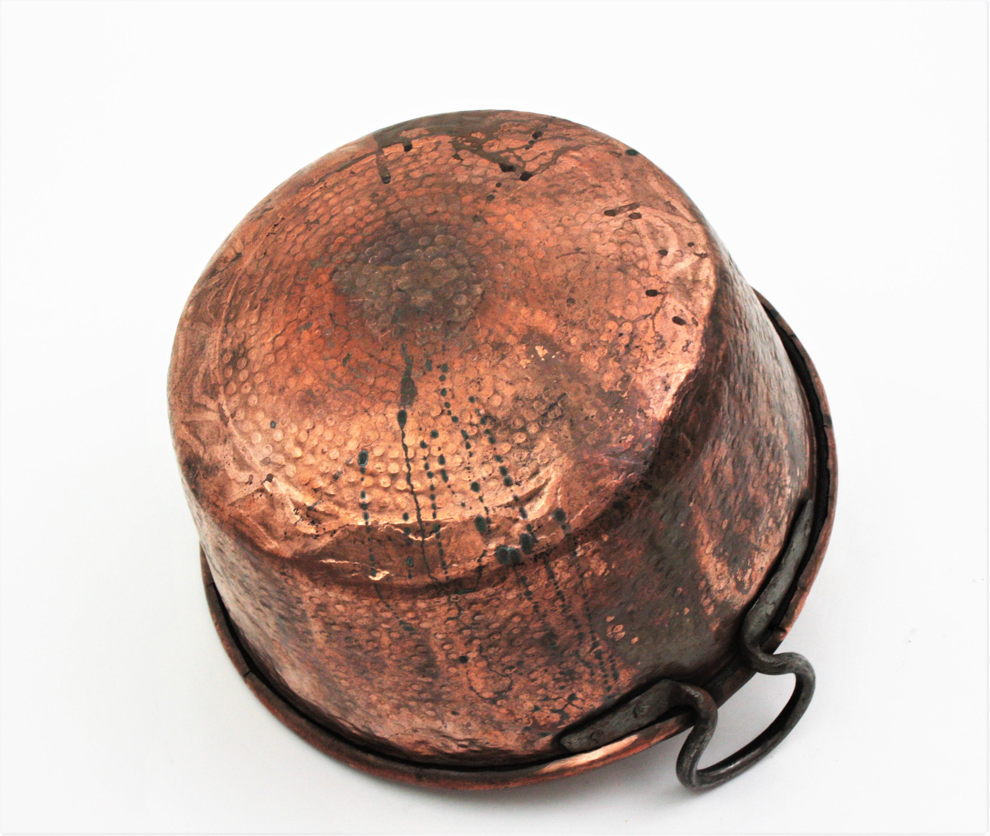 Massive Spanish Copper Cauldron with Handles 9