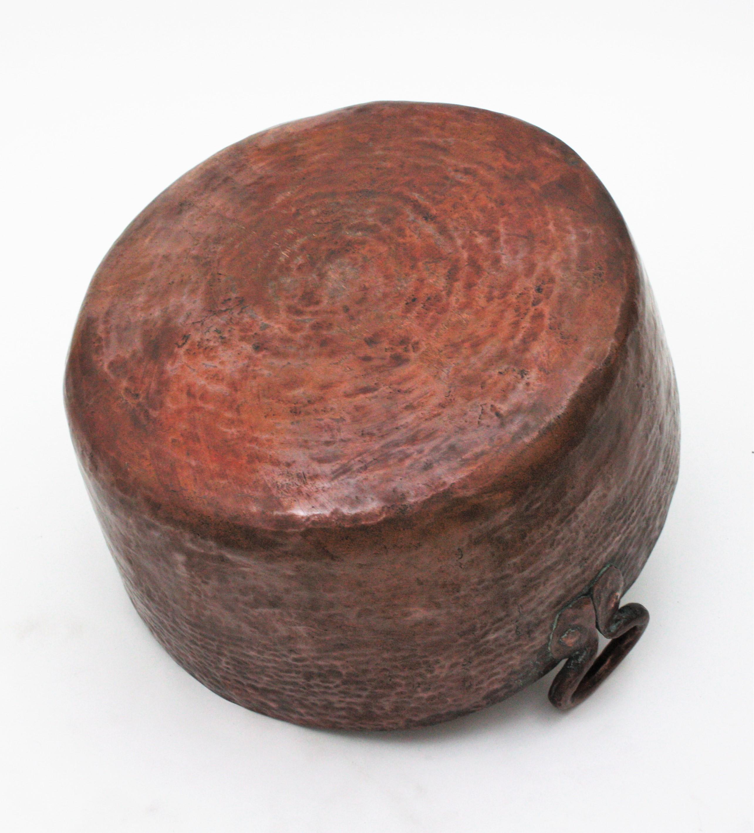Massive Spanish Copper Cauldron with Handles For Sale 9