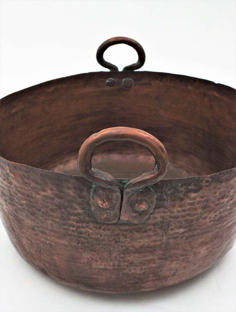 Massive Spanish Copper Cauldron with Handles For Sale at 1stDibs