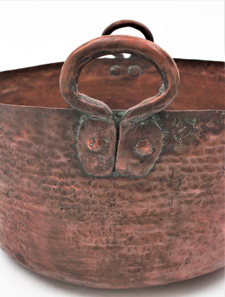 Massive Spanish Copper Cauldron with Handles For Sale at 1stDibs