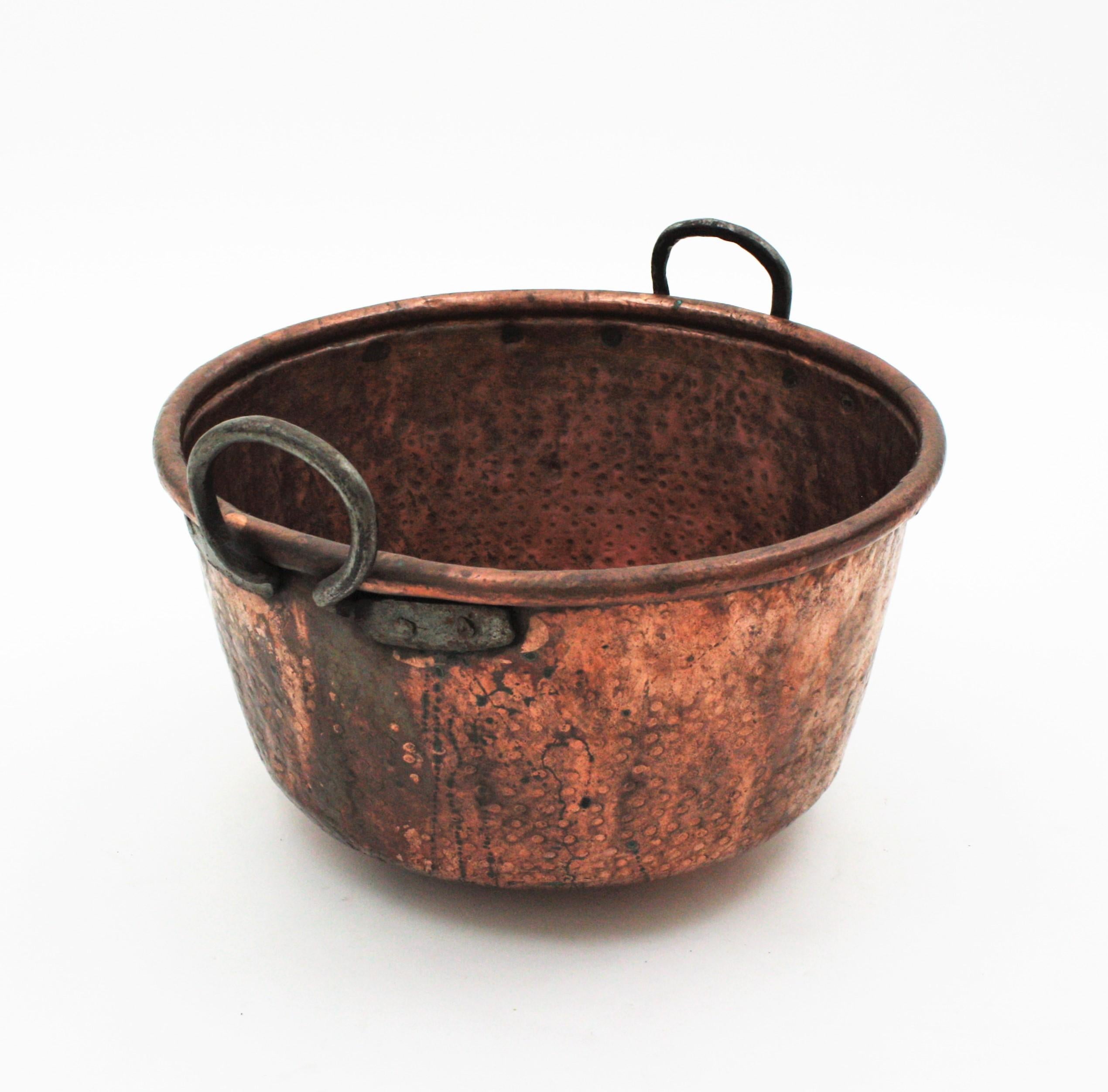Massive Spanish Copper Cauldron with Handles 1