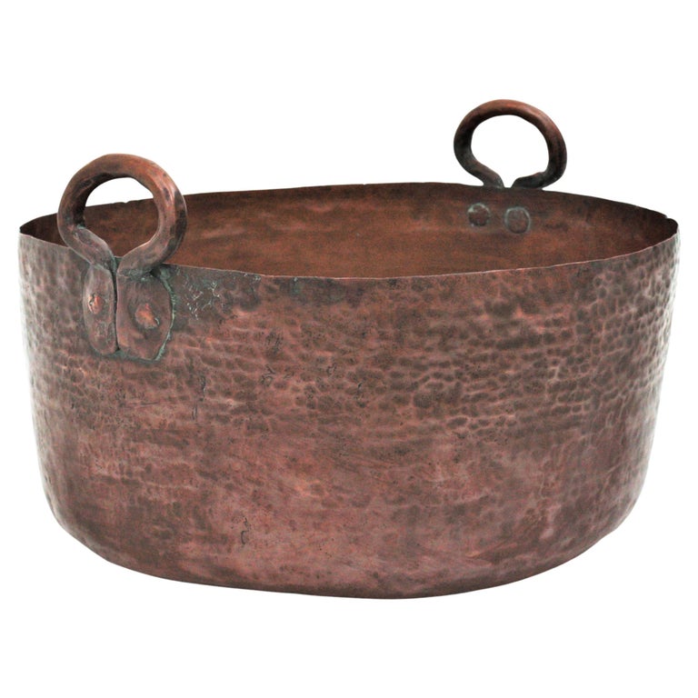 Massive Spanish Copper Cauldron with Handles For Sale at 1stDibs