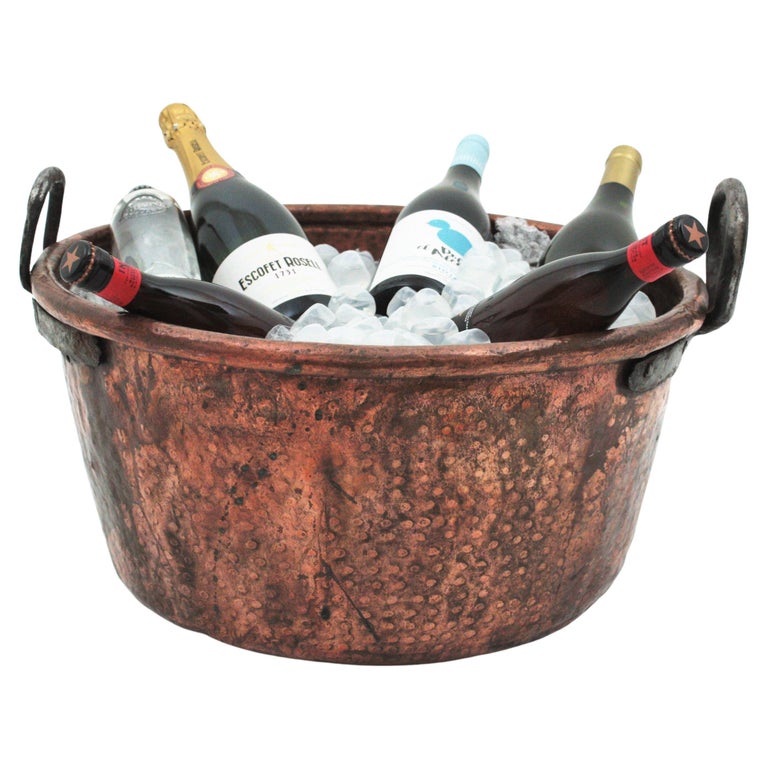 Massive Spanish Copper Cauldron with Handles For Sale at 1stDibs