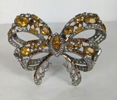 Massive Staret Topaz and Crystal Paste Deco Bow