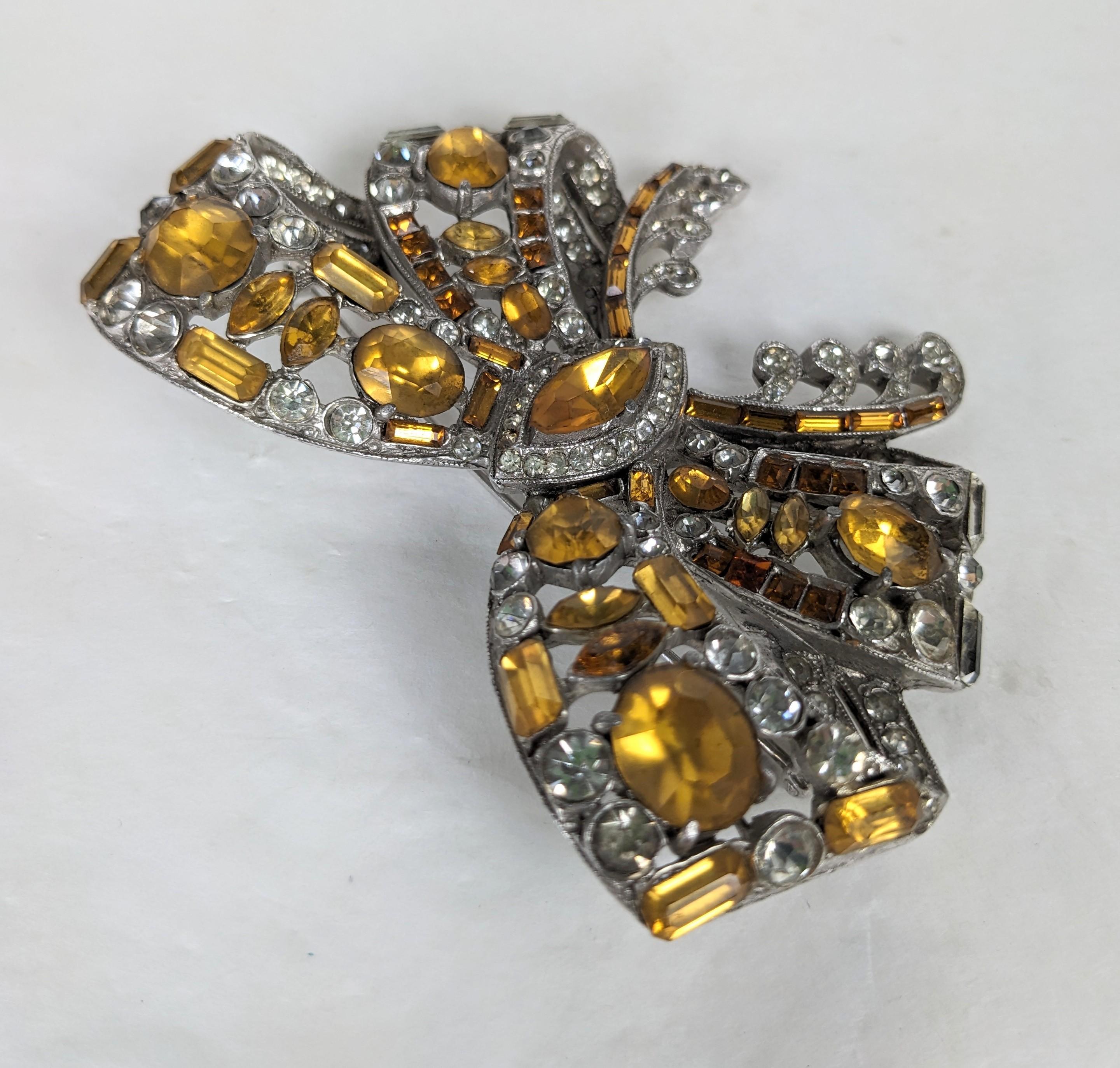 Women's or Men's Massive Staret Topaz and Crystal Paste Deco Bow For Sale