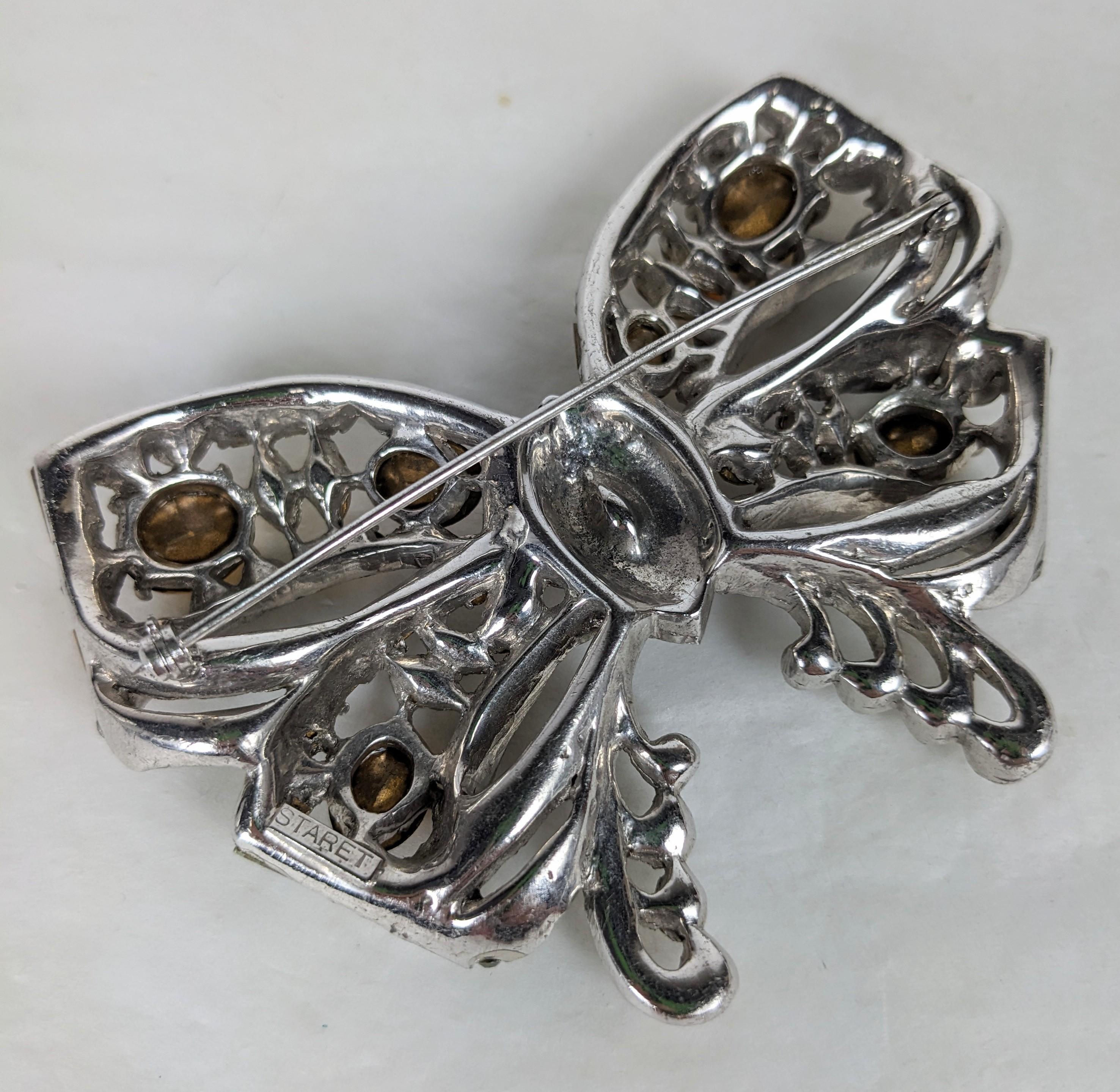 Massive Staret Topaz and Crystal Paste Deco Bow For Sale 1