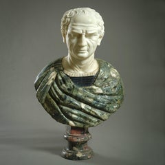 Massive Statuary and Polychrome Marble Bust of an Emperor