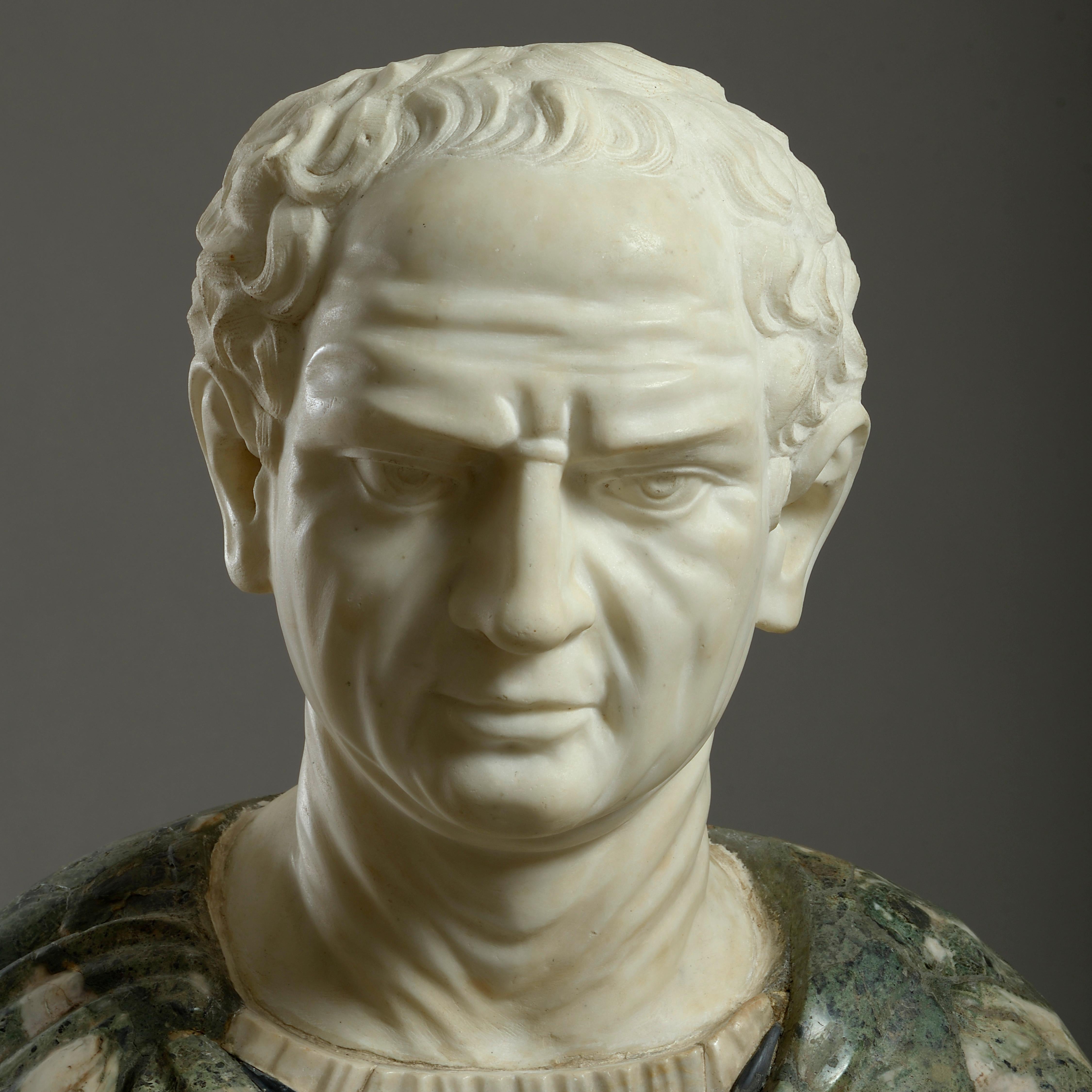 Massive Statuary and Polychrome Marble Bust of an Emperor In Good Condition For Sale In London, GB