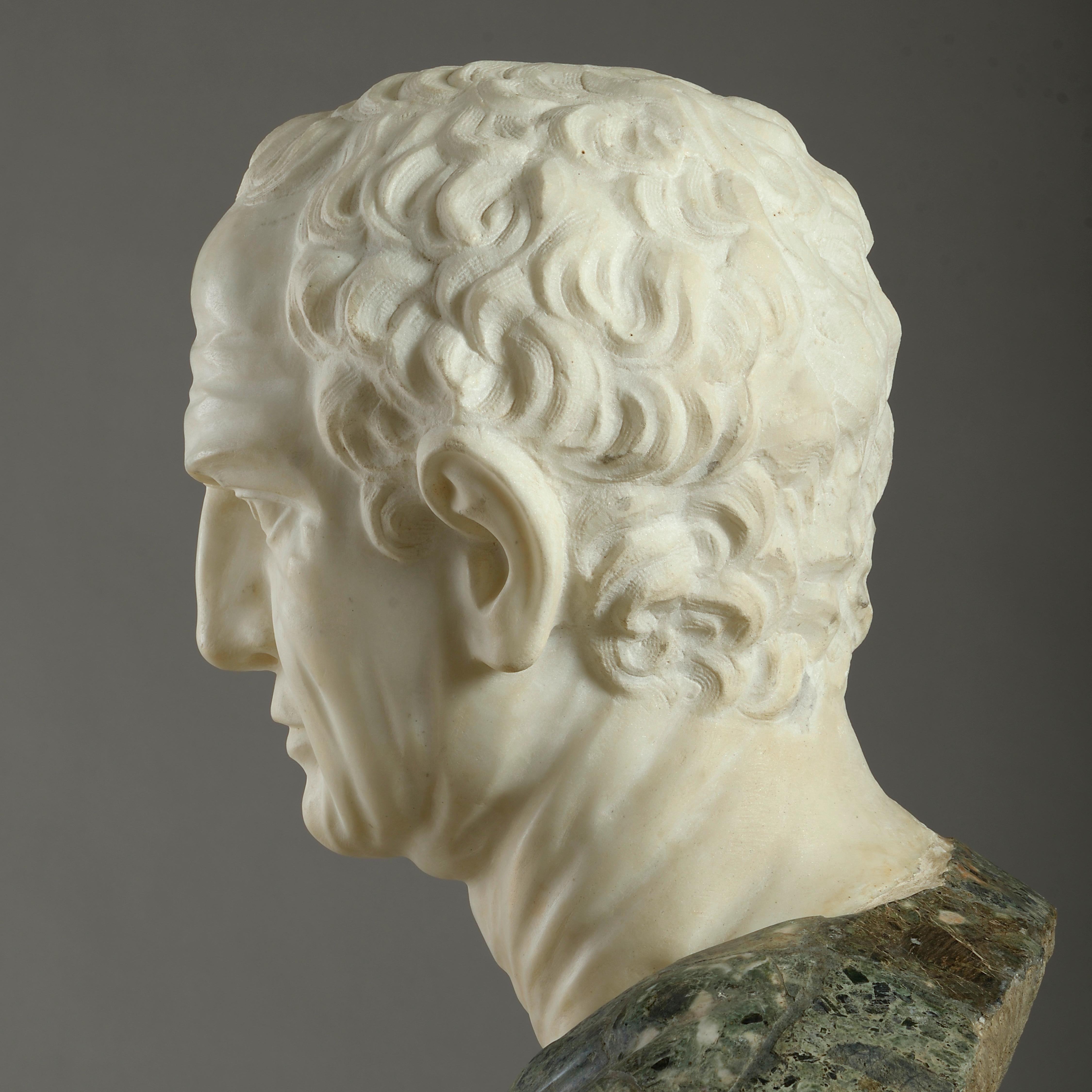 17th Century Massive Statuary and Polychrome Marble Bust of an Emperor For Sale
