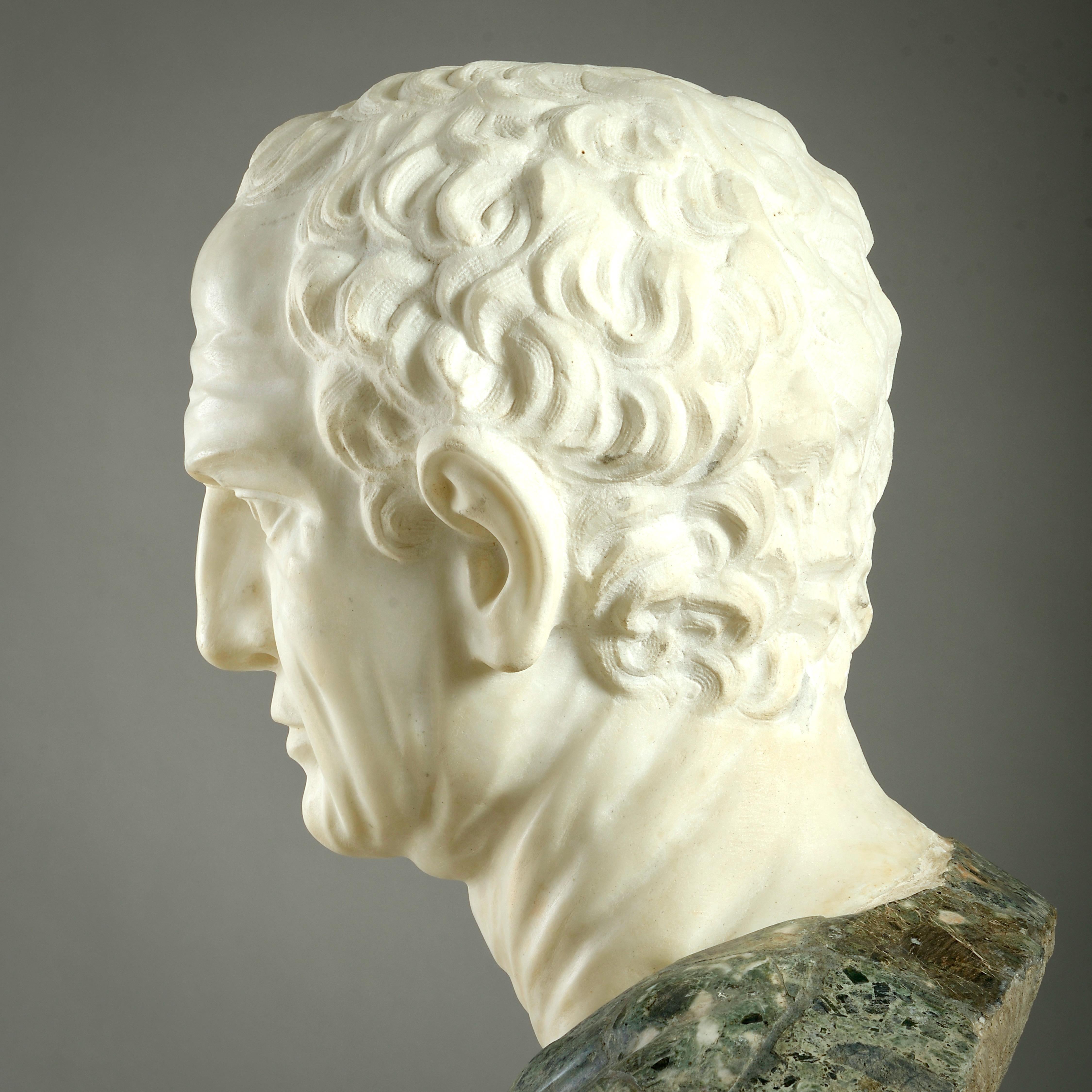 17th Century Massive Statuary and Polychrome Marble Bust of an Emperor For Sale
