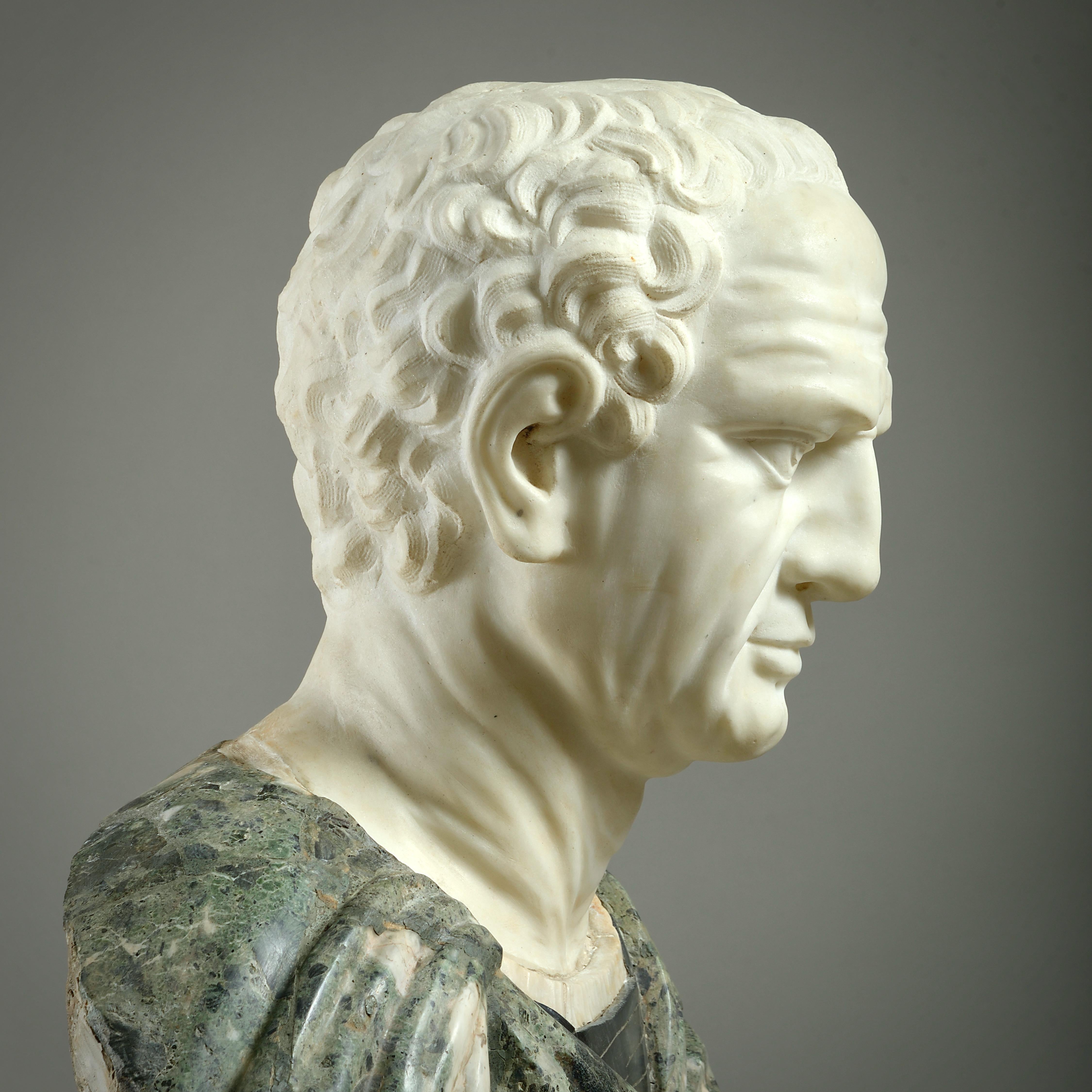 Massive Statuary and Polychrome Marble Bust of an Emperor For Sale 2