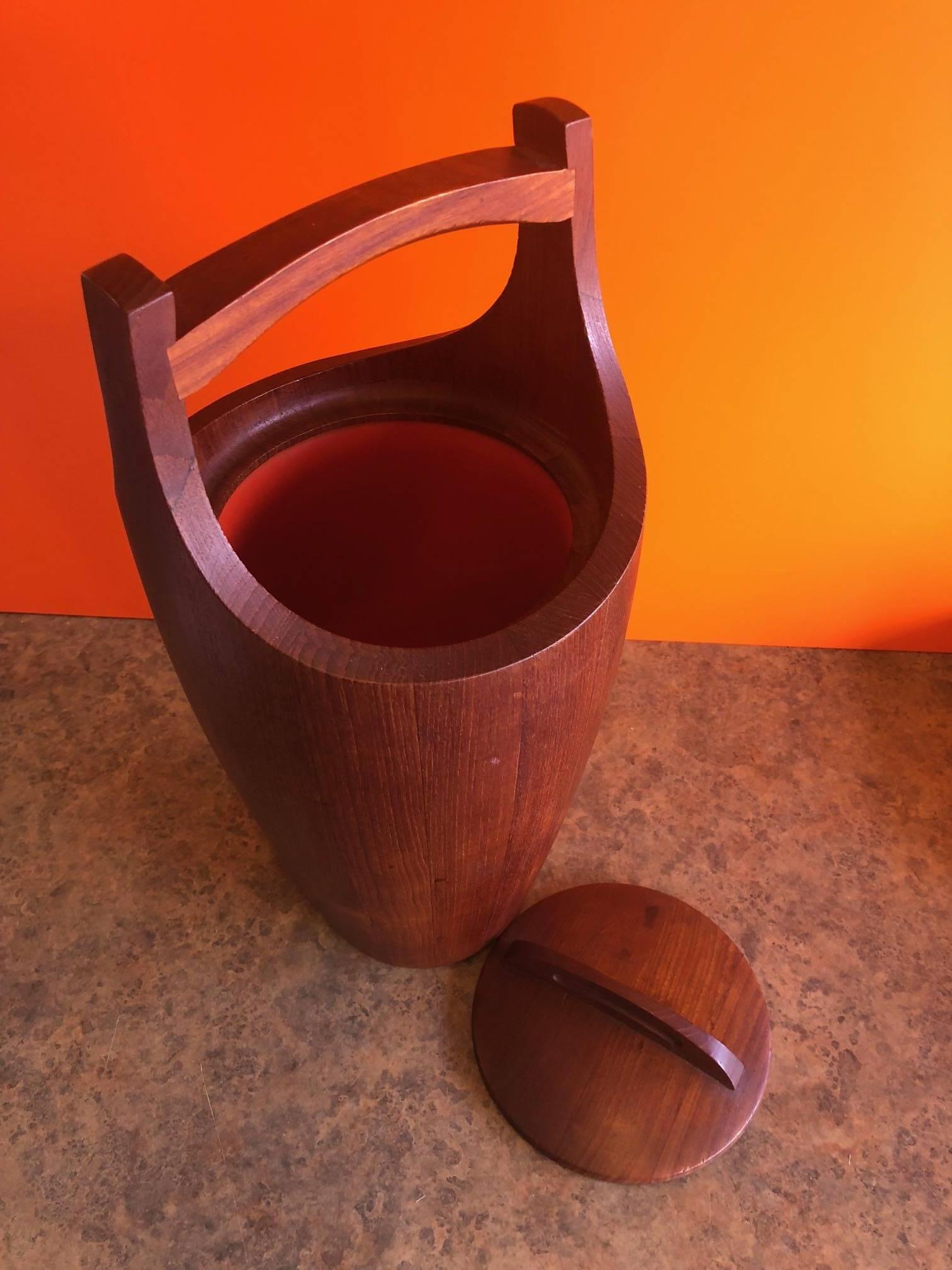 Massive Staved Teak Ice Bucket by Jens Quistgaard for Dansk In Excellent Condition In San Diego, CA