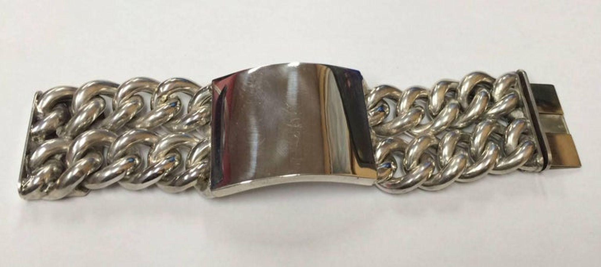 Massive Sterling Silver Open Link Statement ID Bracelet In New Condition For Sale In Montreal, QC