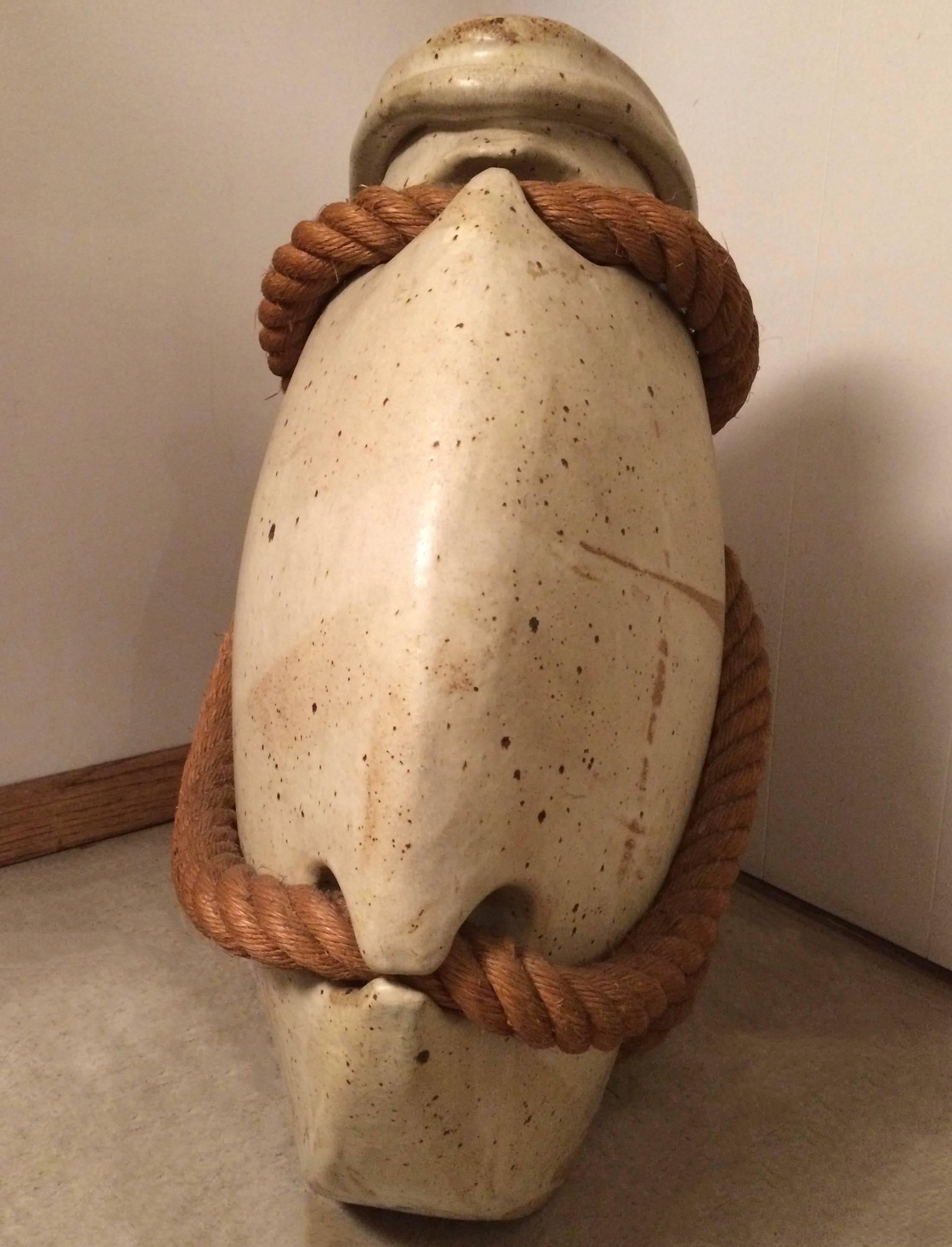 American Massive Studio Art Pottery Vessel Signed Hammer