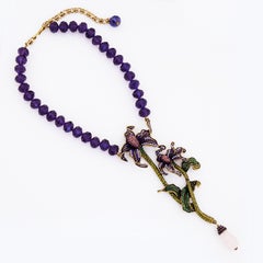 Massive Swarovski Crystal Encrusted Iris Flower Statement Necklace By Heidi Daus