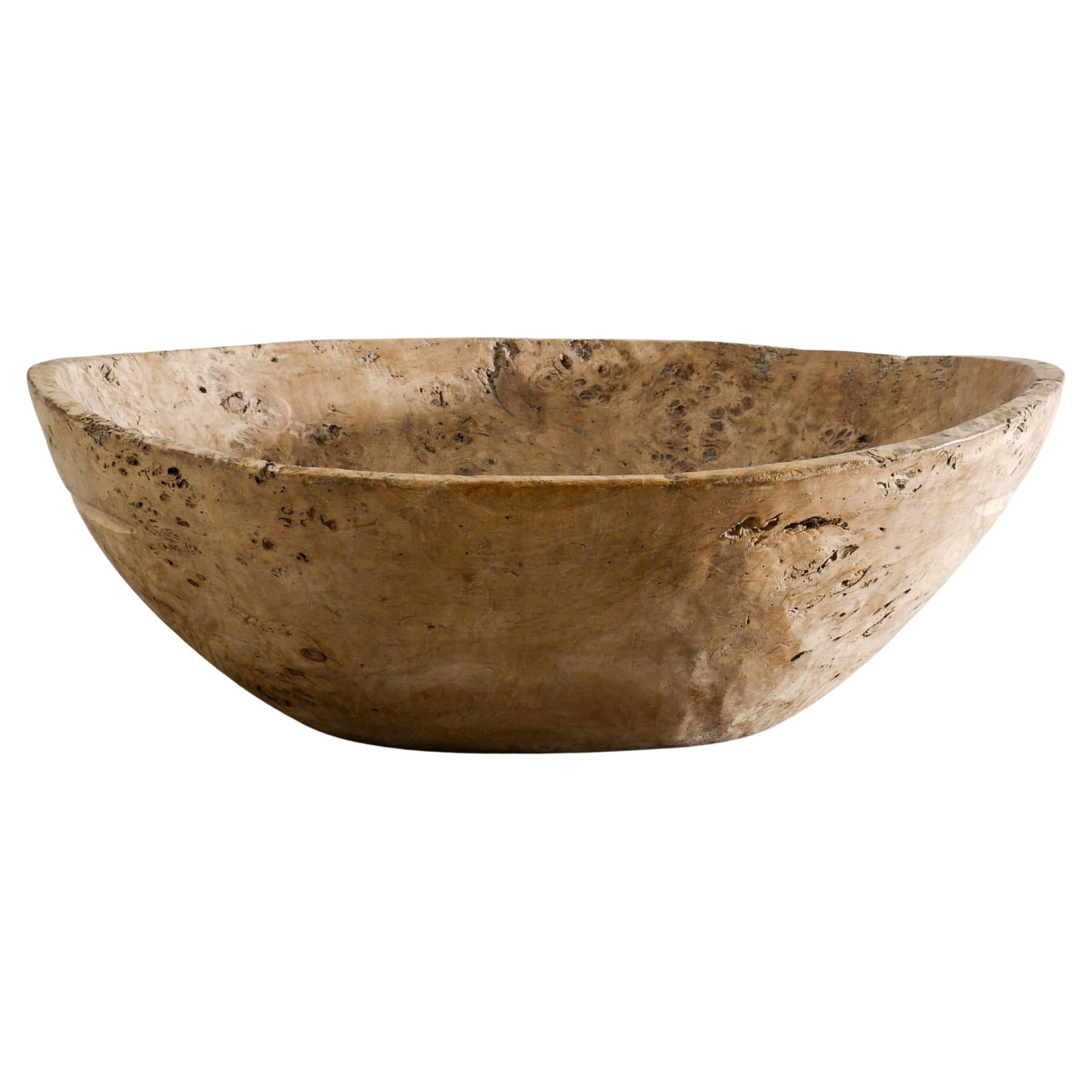 Massive Swedish Wooden Root Mid Century Bowl in Elm Produced in Sweden, 1970s For Sale
