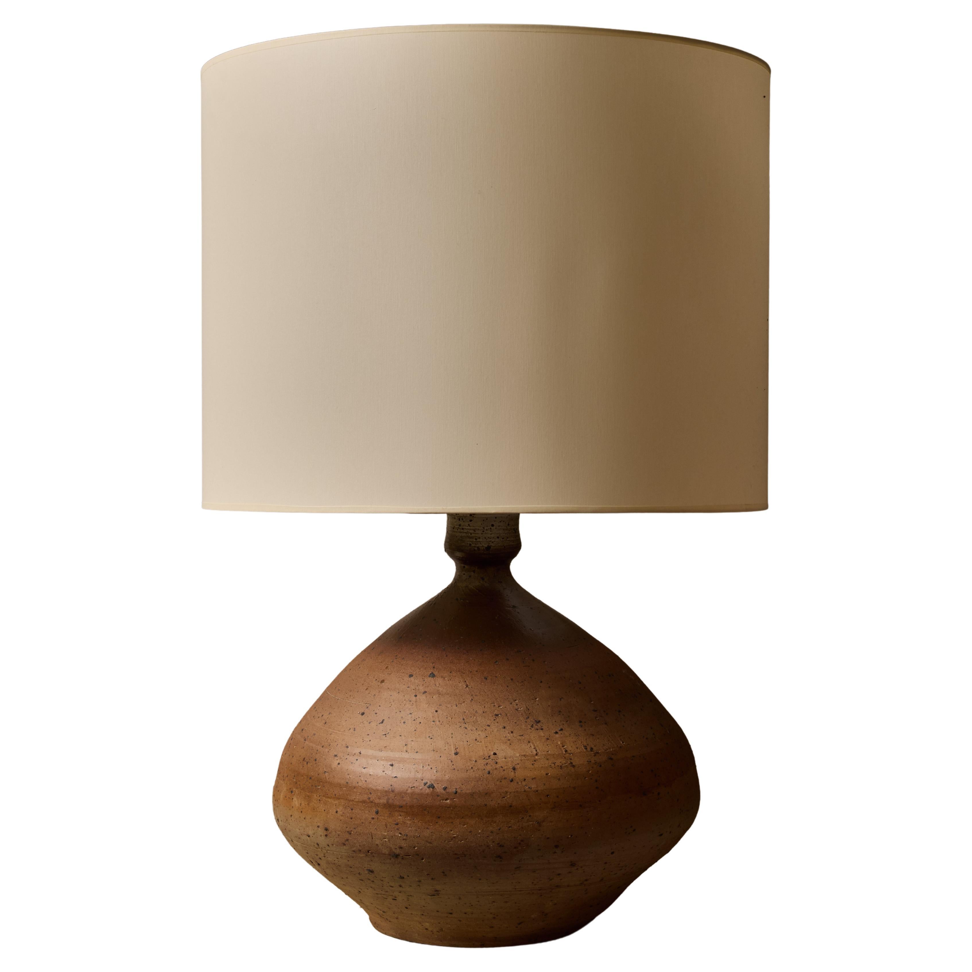 Massive Table Lamp in Different Shades of Terracotta Colour by François Lanusé For Sale