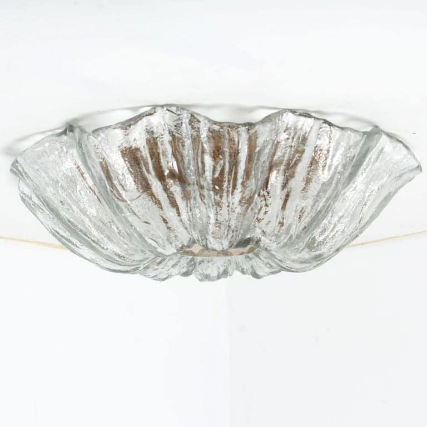 Massive Textured Flush Mount Wall Sconce from Kaiser, 1960 For Sale 2