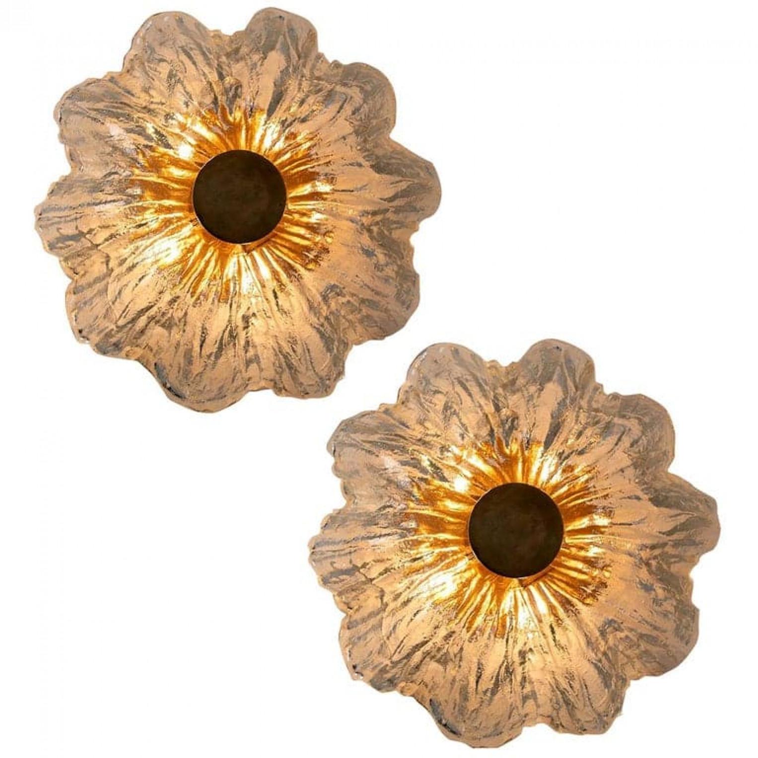 Massive Textured Flush Mount Wall Sconce from Kaiser, 1960 For Sale 4