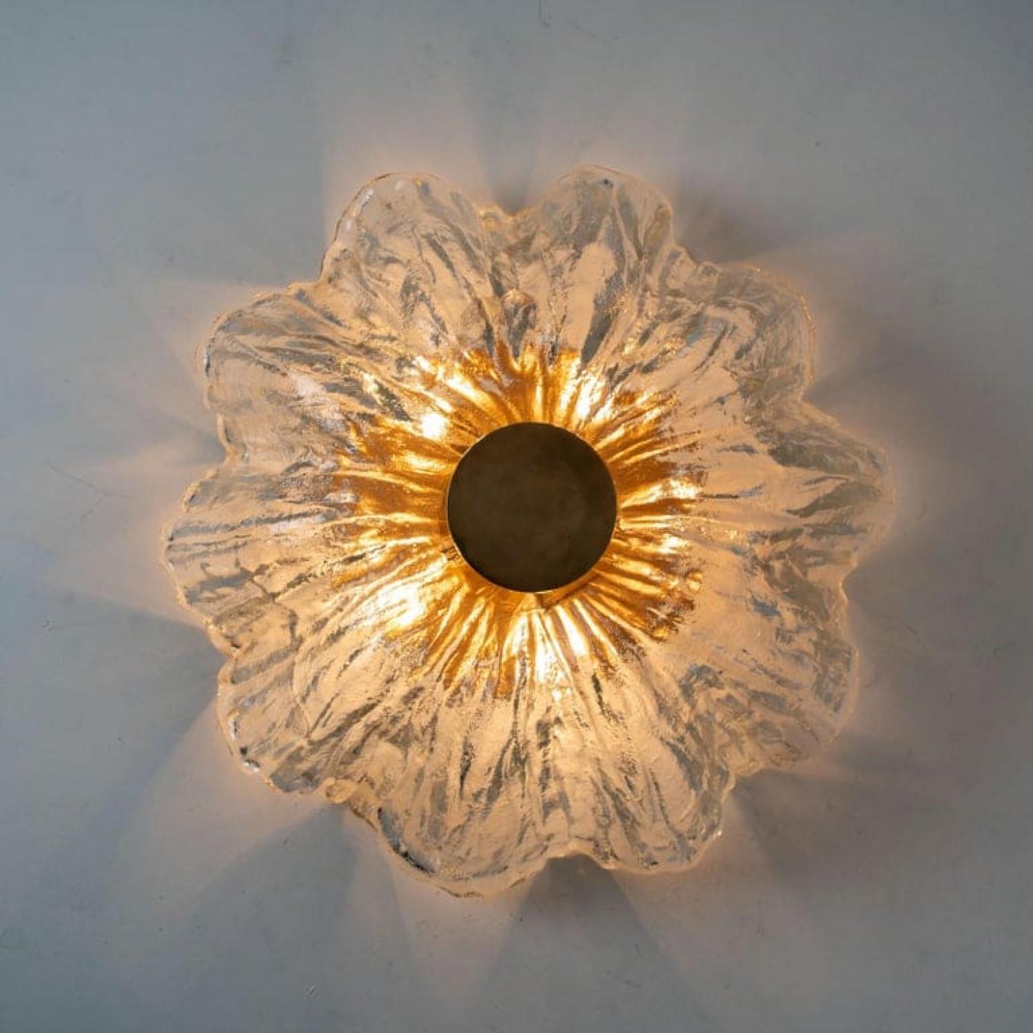 Massive Textured Flush Mount Wall Sconce from Kaiser, 1960 For Sale 6