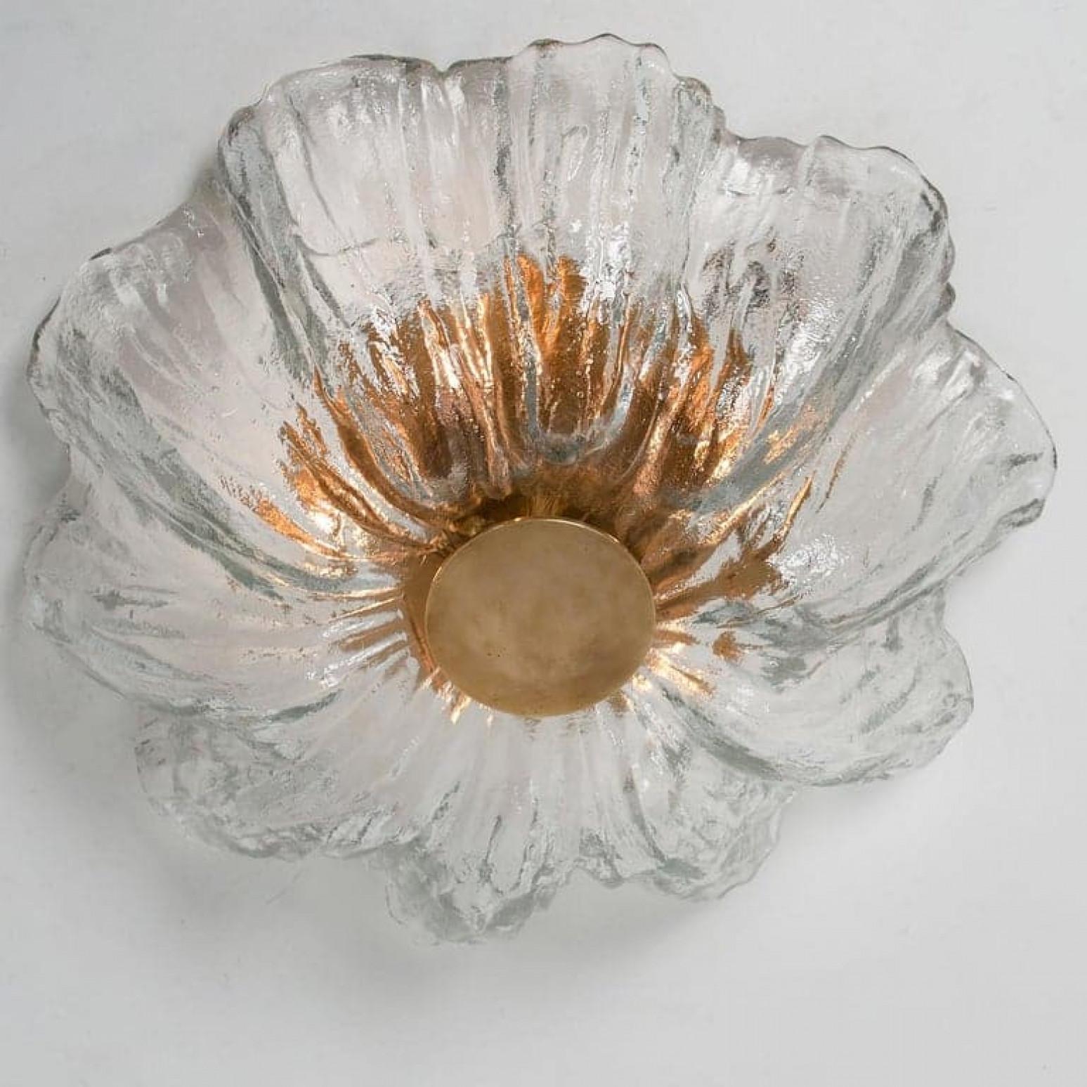 Massive Textured Flush Mount Wall Sconce from Kaiser, 1960 For Sale 8
