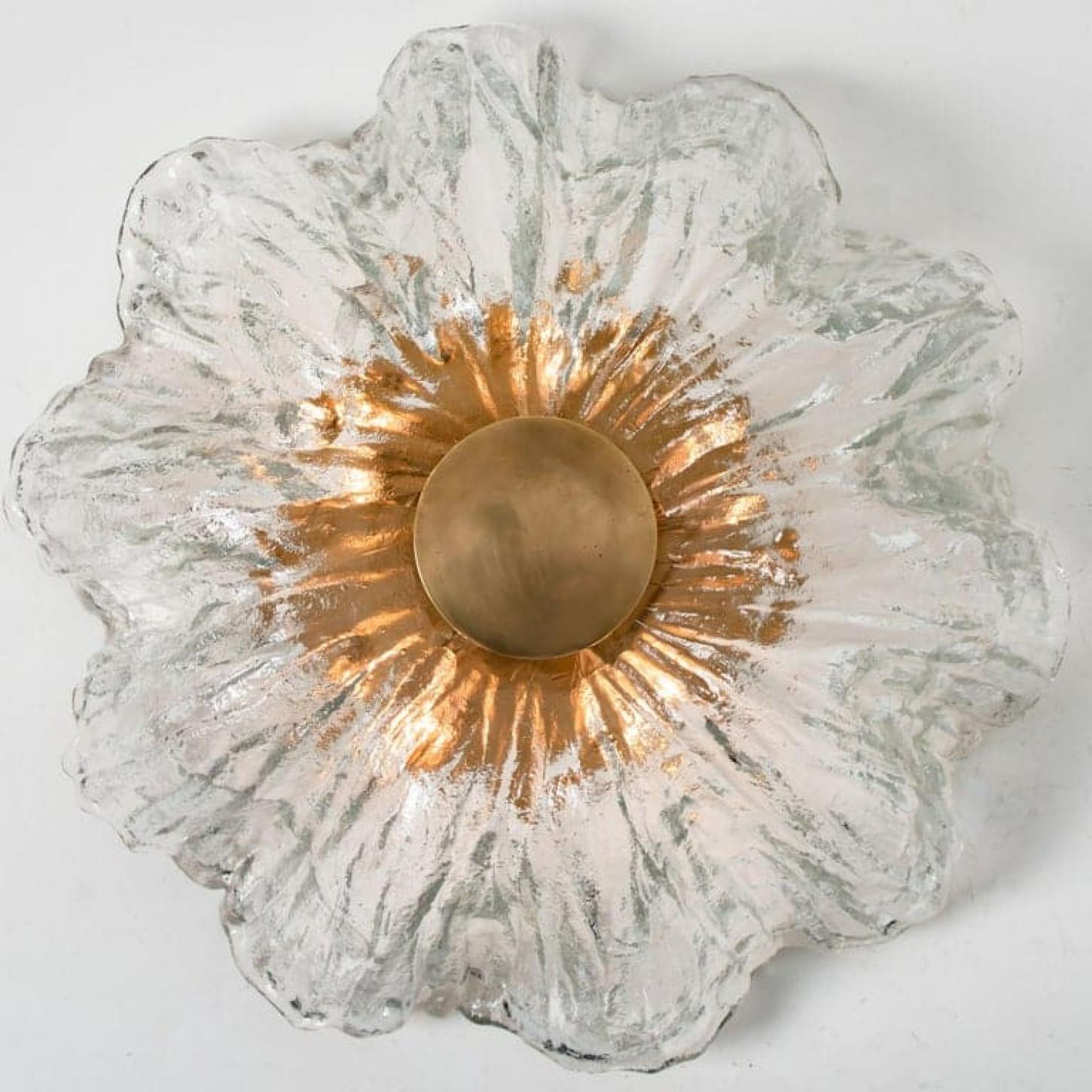 Austrian Massive Textured Flush Mount Wall Sconce from Kaiser, 1960 For Sale