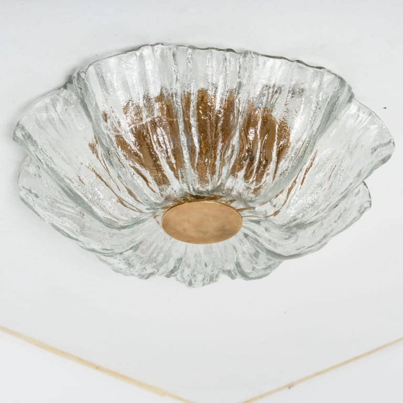 Massive Textured Flush Mount Wall Sconce from Kaiser, 1960 In Good Condition For Sale In Rijssen, NL