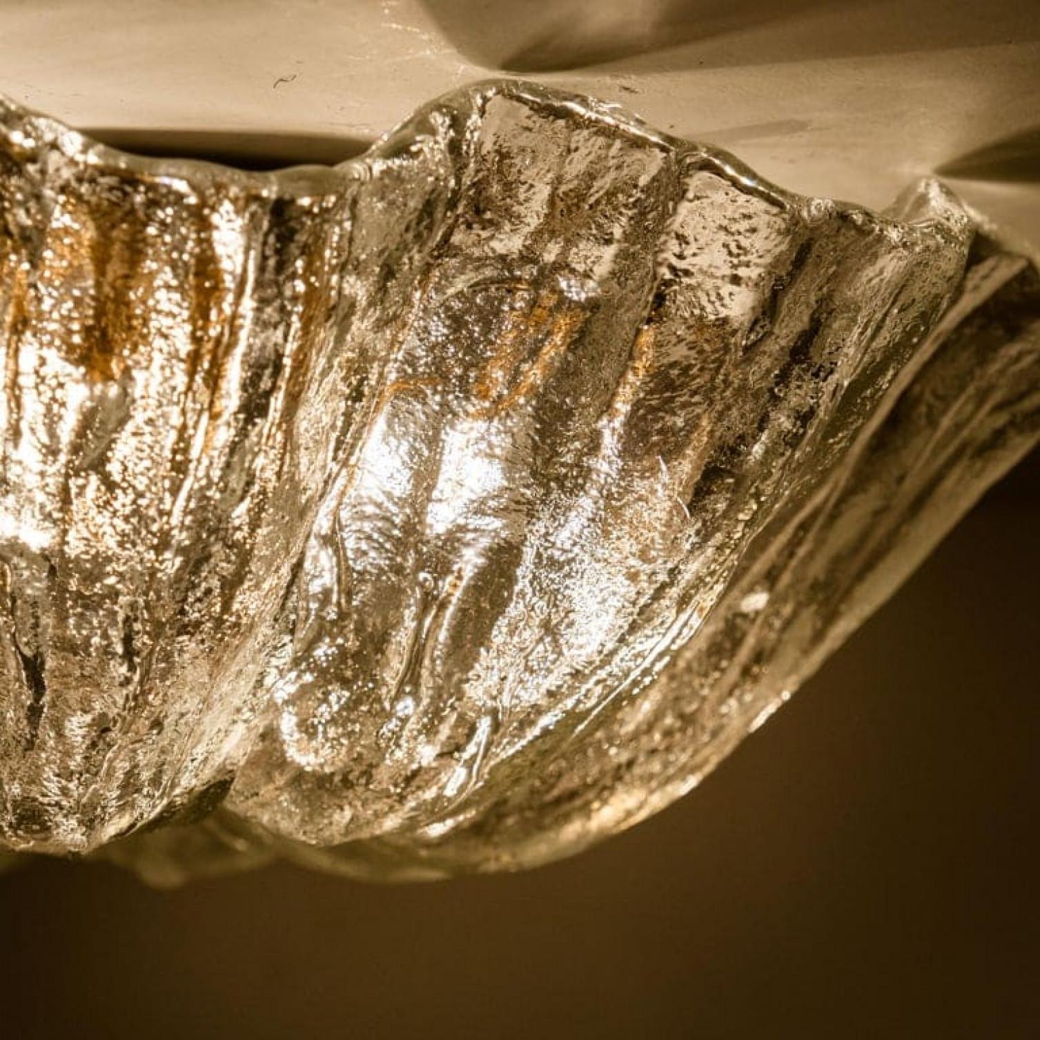 Mid-20th Century Massive Textured Flush Mount Wall Sconce from Kaiser, 1960 For Sale