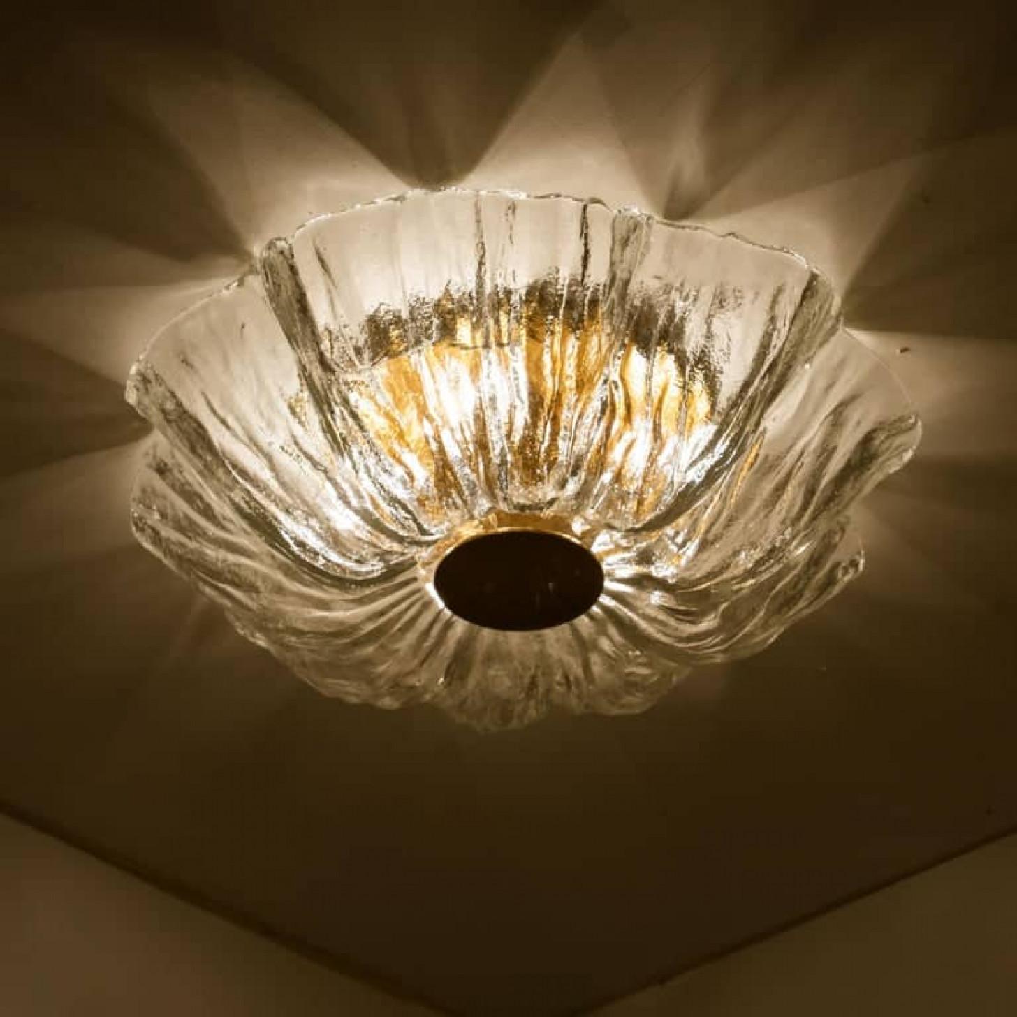 Massive Textured Flush Mount Wall Sconce from Kaiser, 1960 For Sale 1