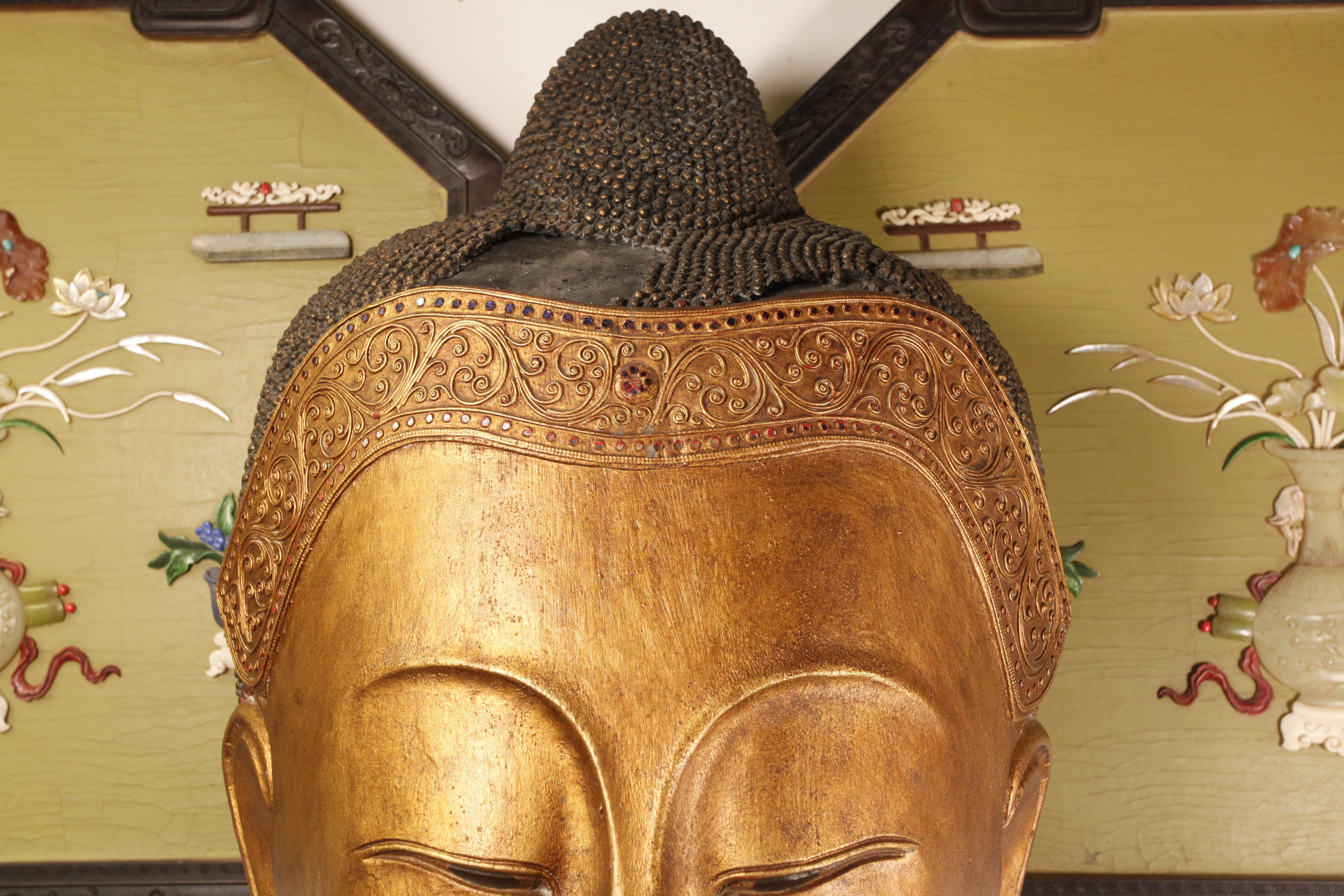 19th Century massive Thai Buddha Head, 19th c. For Sale
