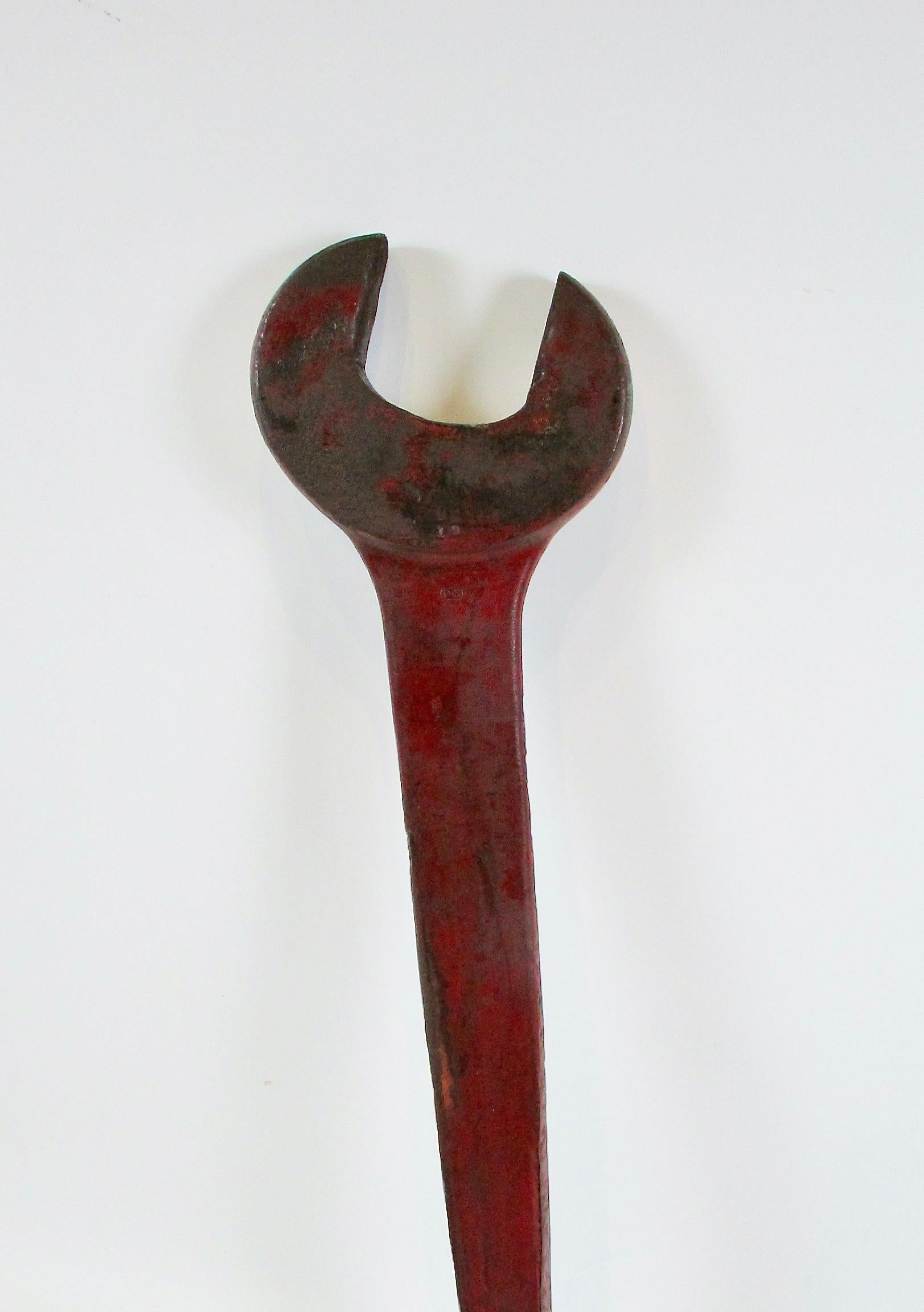 Massive three foot Iron wrench as steampunk Industrial Sculpture For Sale 4