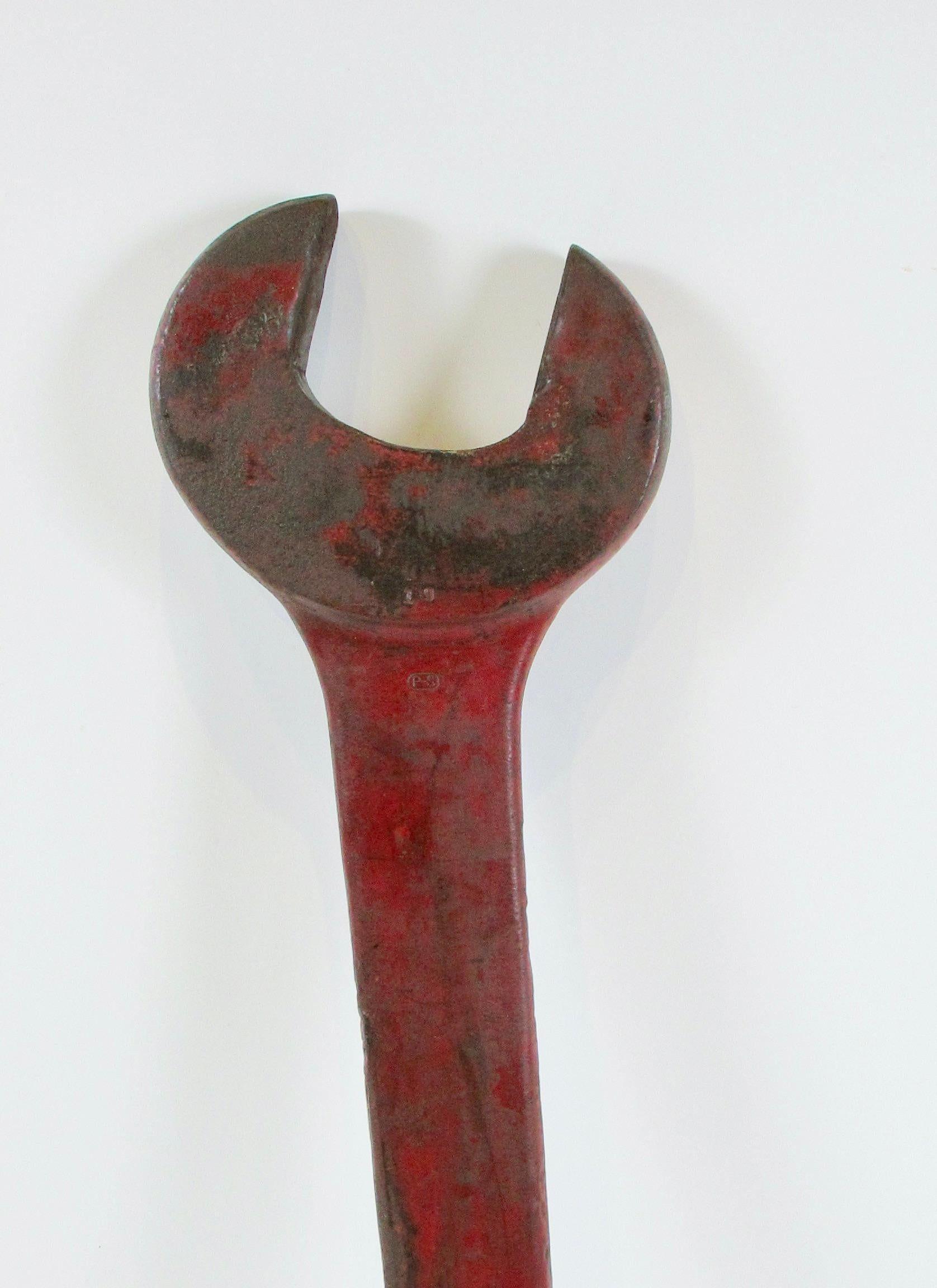 Massive three foot Iron wrench as steampunk Industrial Sculpture For Sale 5
