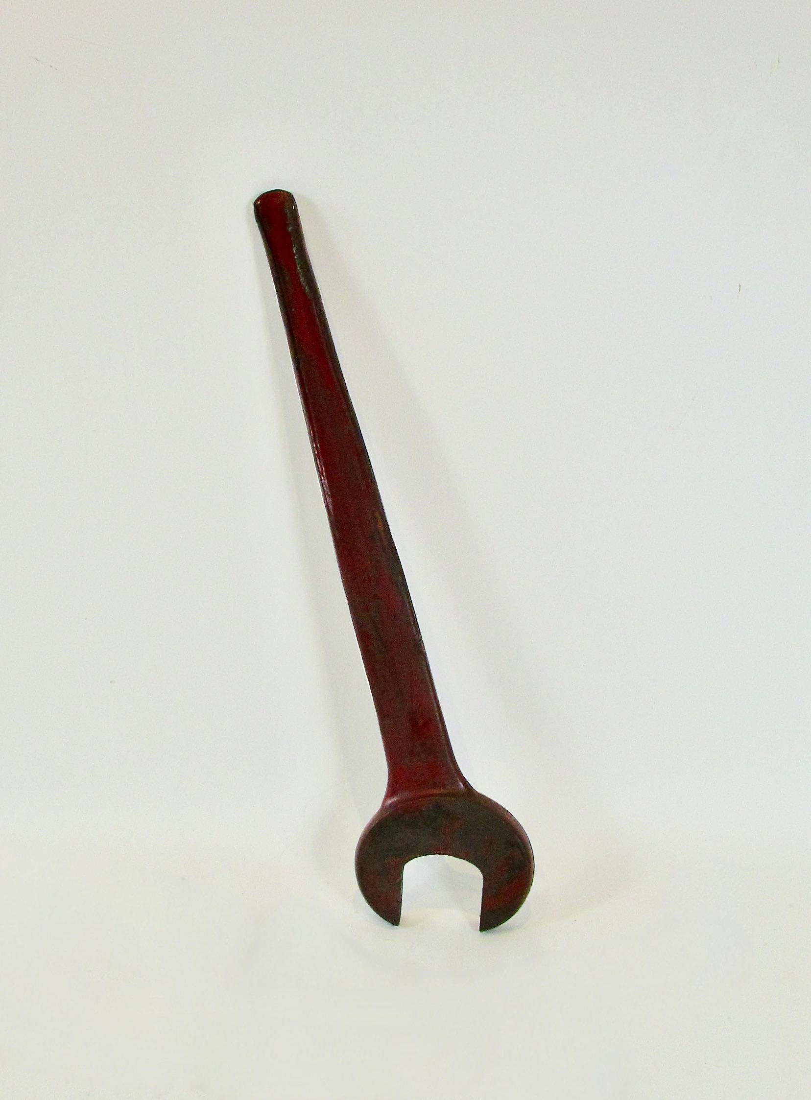 American Massive three foot Iron wrench as steampunk Industrial Sculpture For Sale