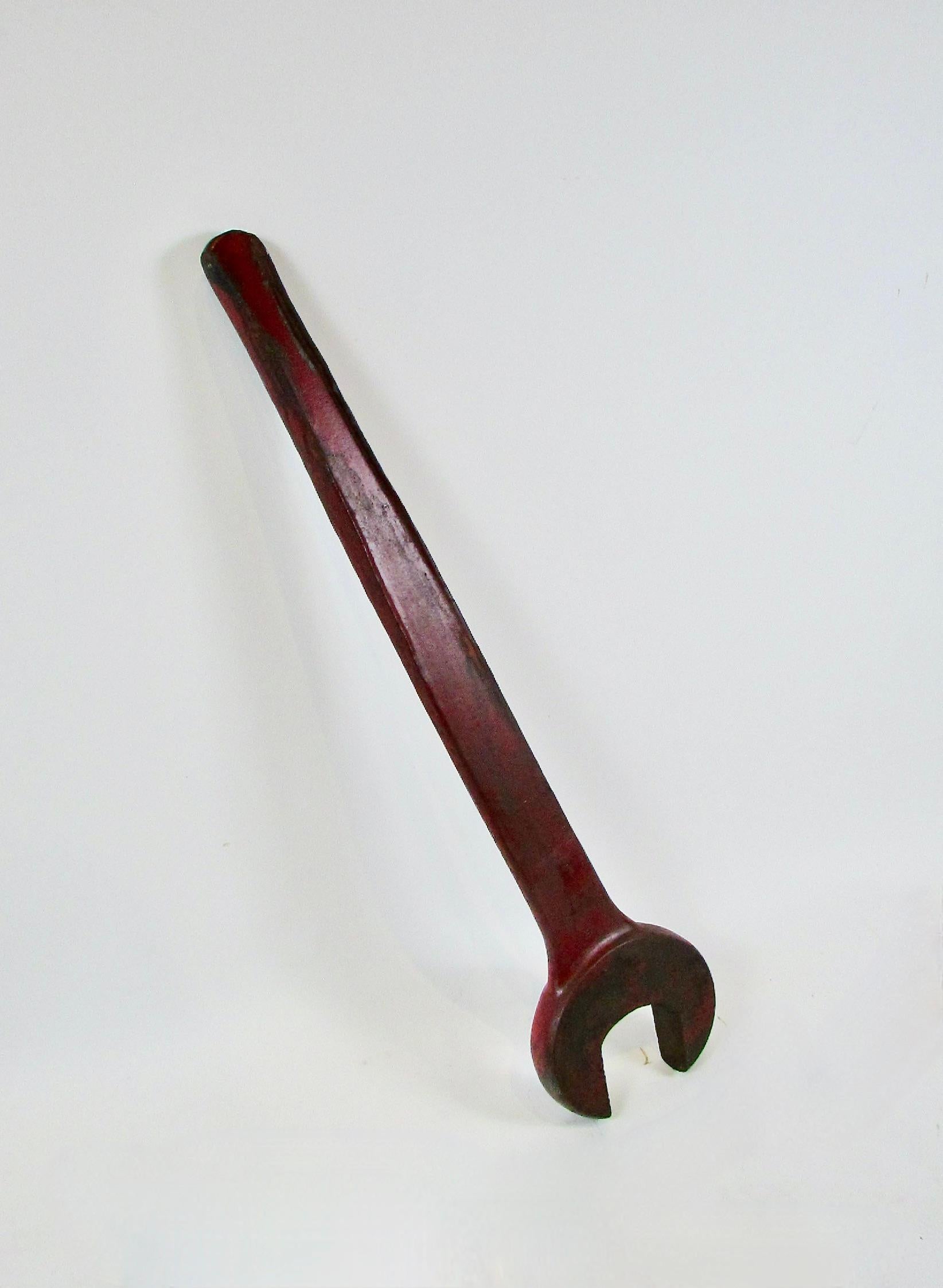 Massive three foot Iron wrench as steampunk Industrial Sculpture For Sale 3