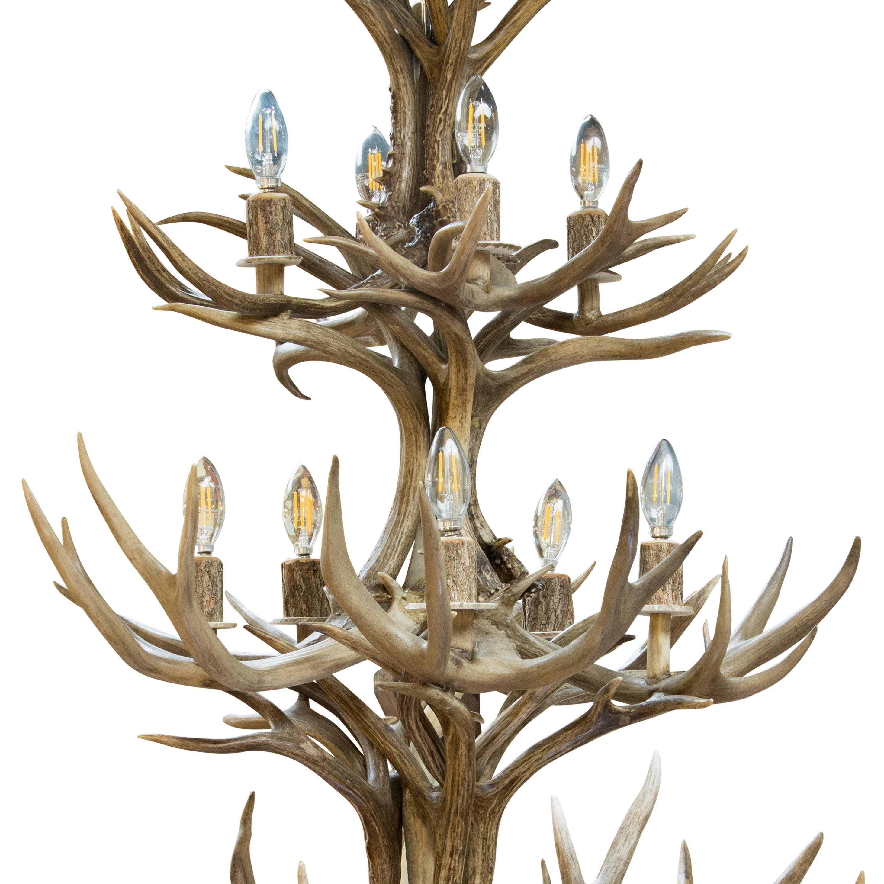 Massive Three Tier Mule Deer Chandelier In New Condition In Coeur d'Alene, ID