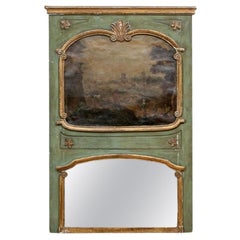 Massive miroir Trumeau italien ancien et usé par le temps