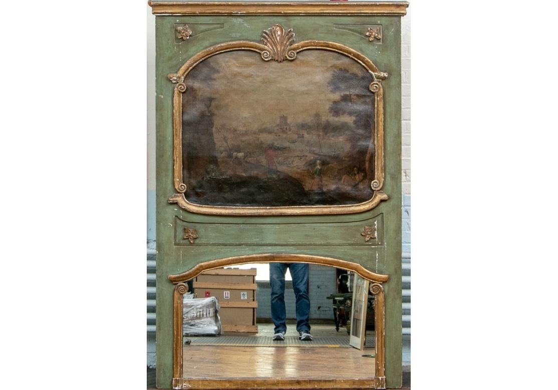  Massive Timeworn Antique Italian Trumeau Mirror For Sale 6