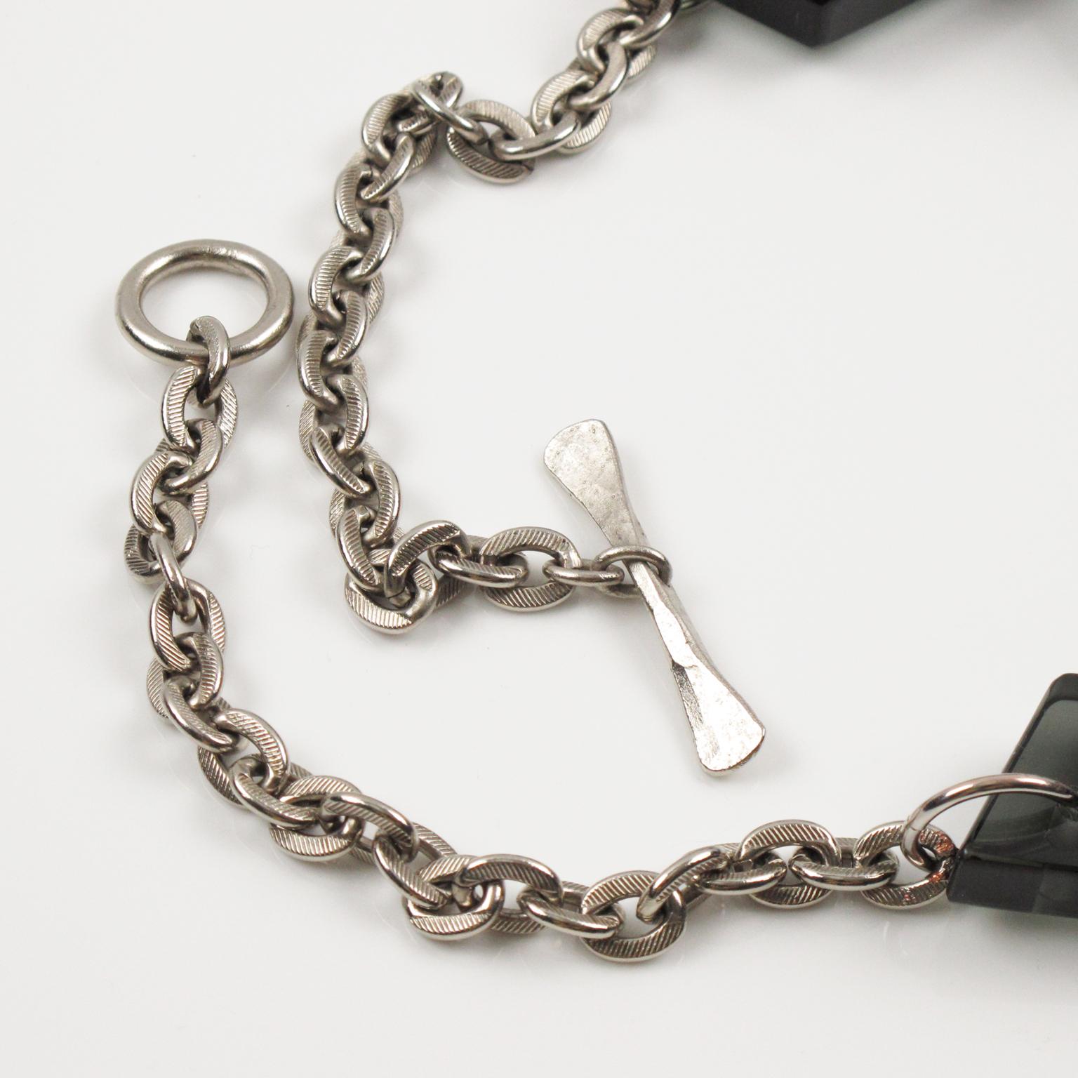 Massive Transparent Gray Lucite Geometric Choker Necklace For Sale 1