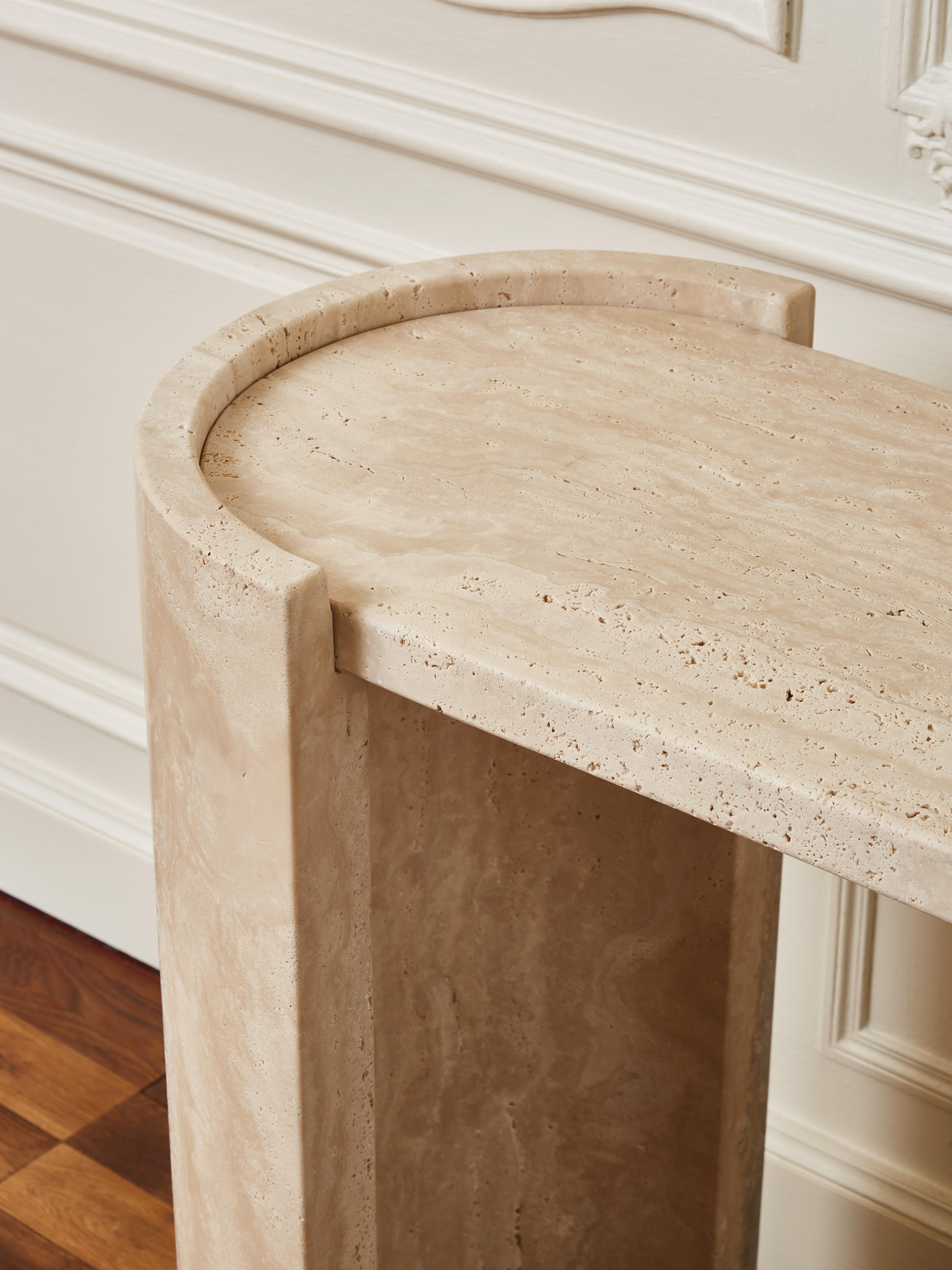 French Massive Travertine Stone by Studio Glustin