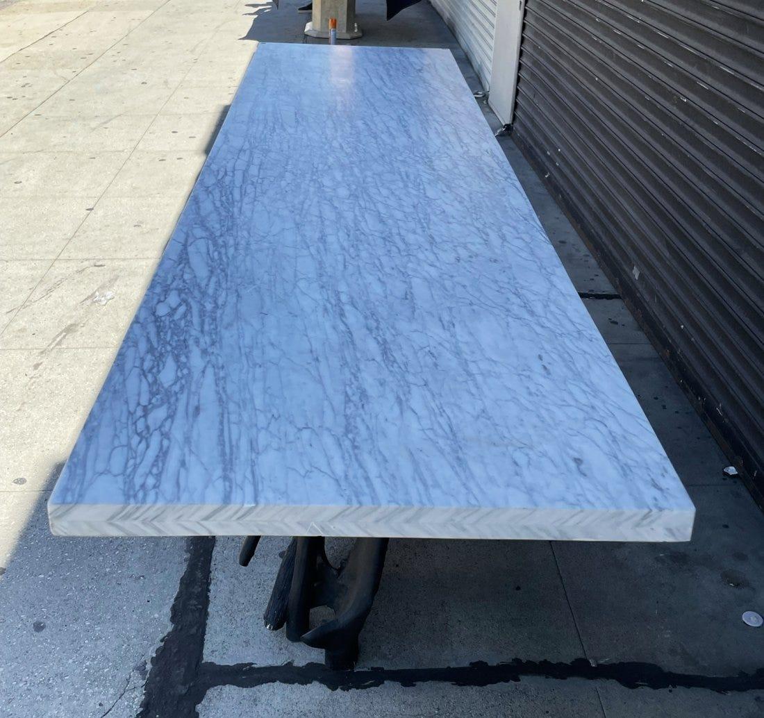 Massive Tree Root Console Table With Marble top In Good Condition In Los Angeles, CA