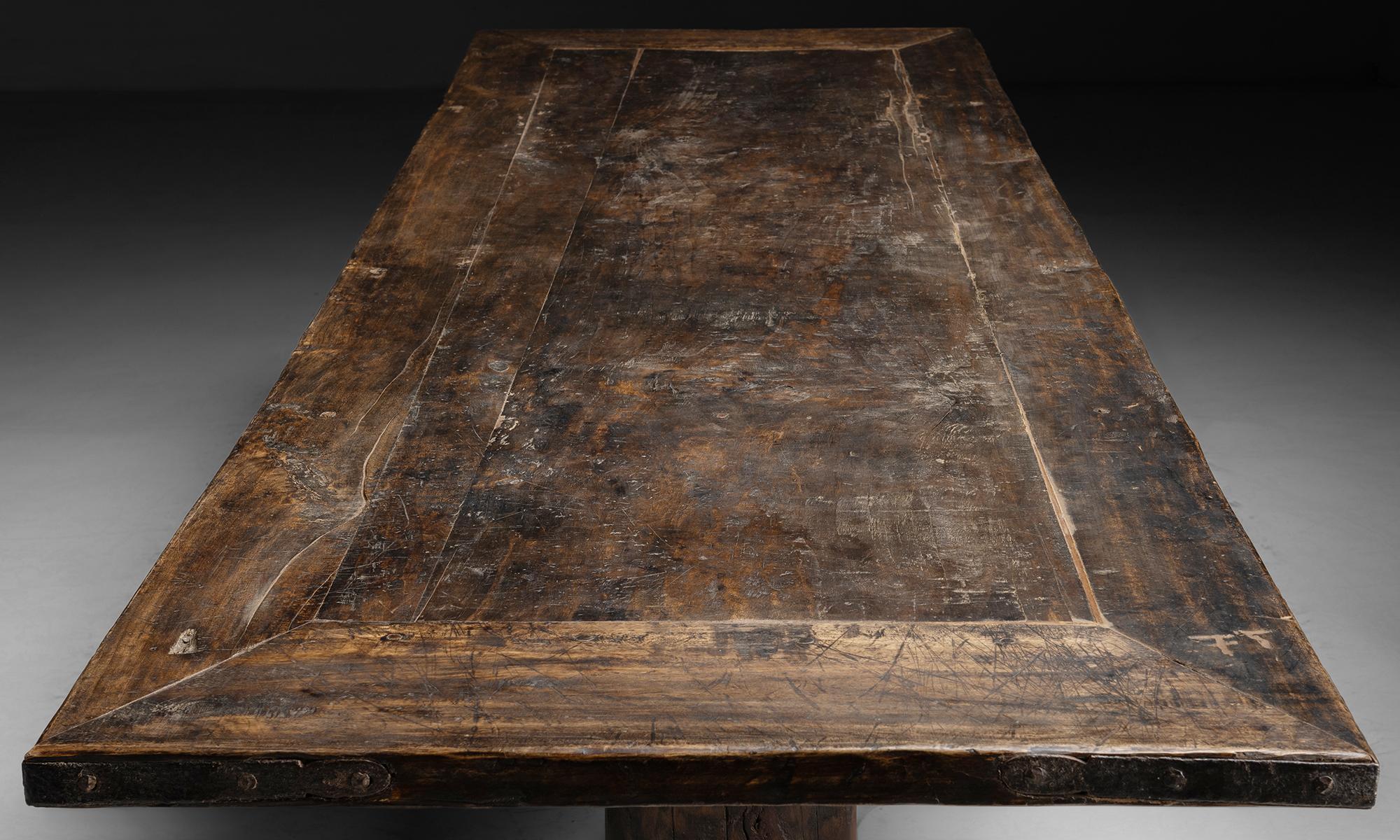 Massive Trestle Dining Table, France circa 1890 4