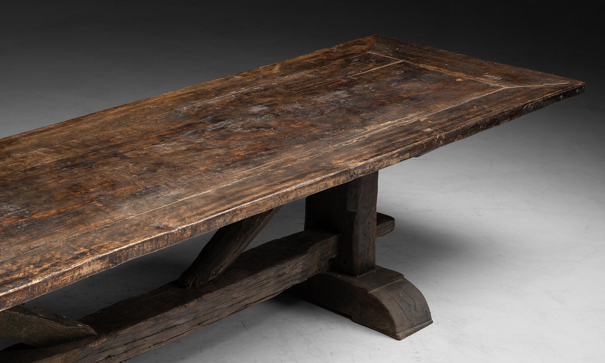Joinery Massive Trestle Dining Table, France circa 1890