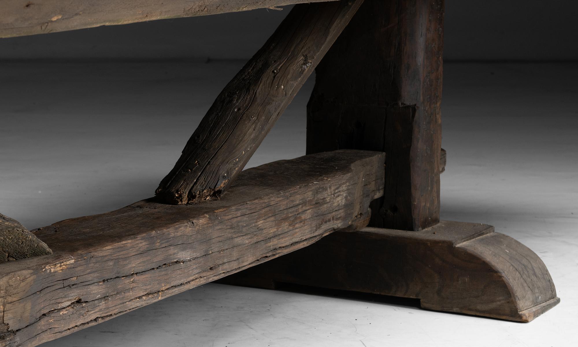 Massive Trestle Dining Table, France circa 1890 1