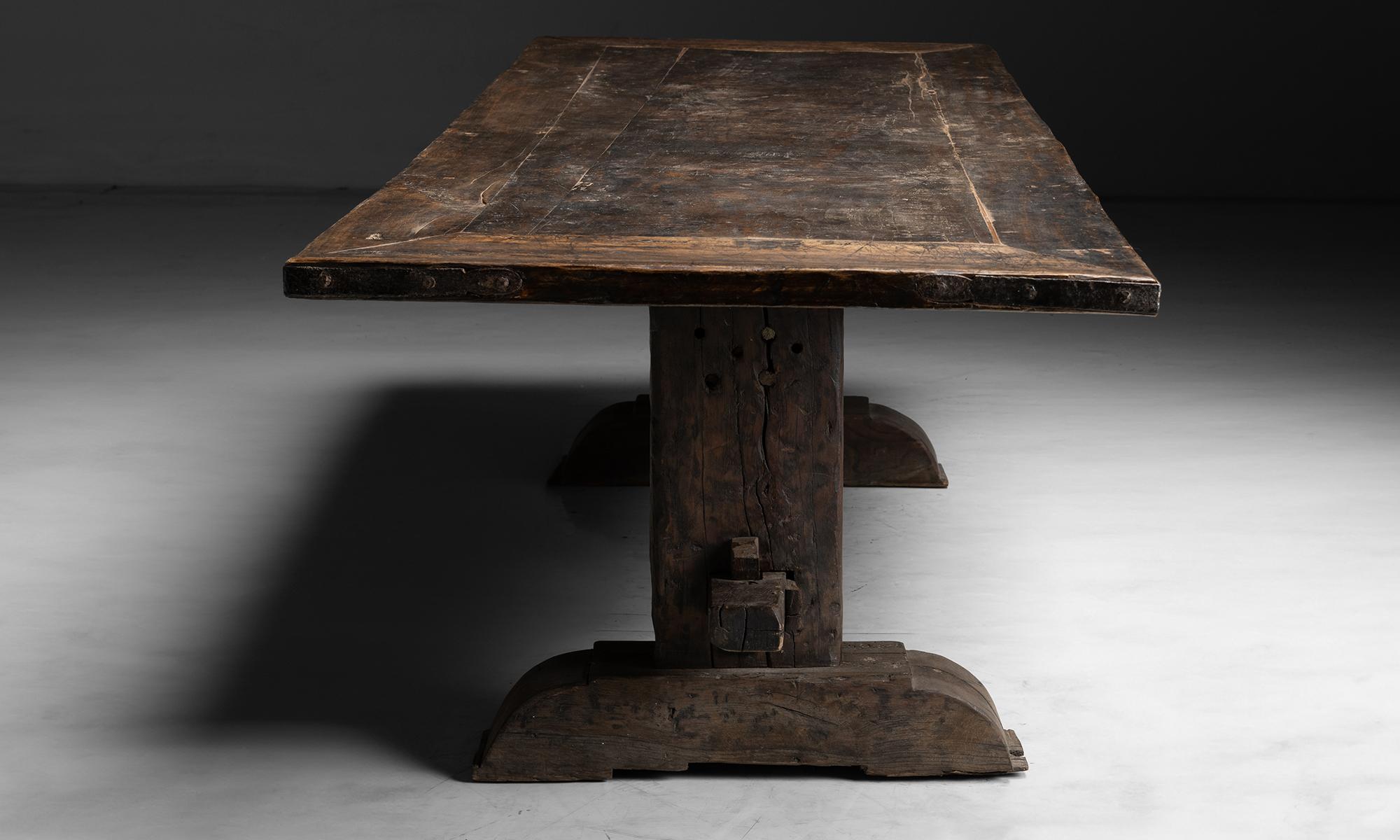 Massive Trestle Dining Table, France circa 1890 2