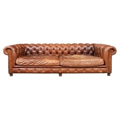 Vintage Massive Tufted Chesterfield Sofa in Desirable Worn Leather