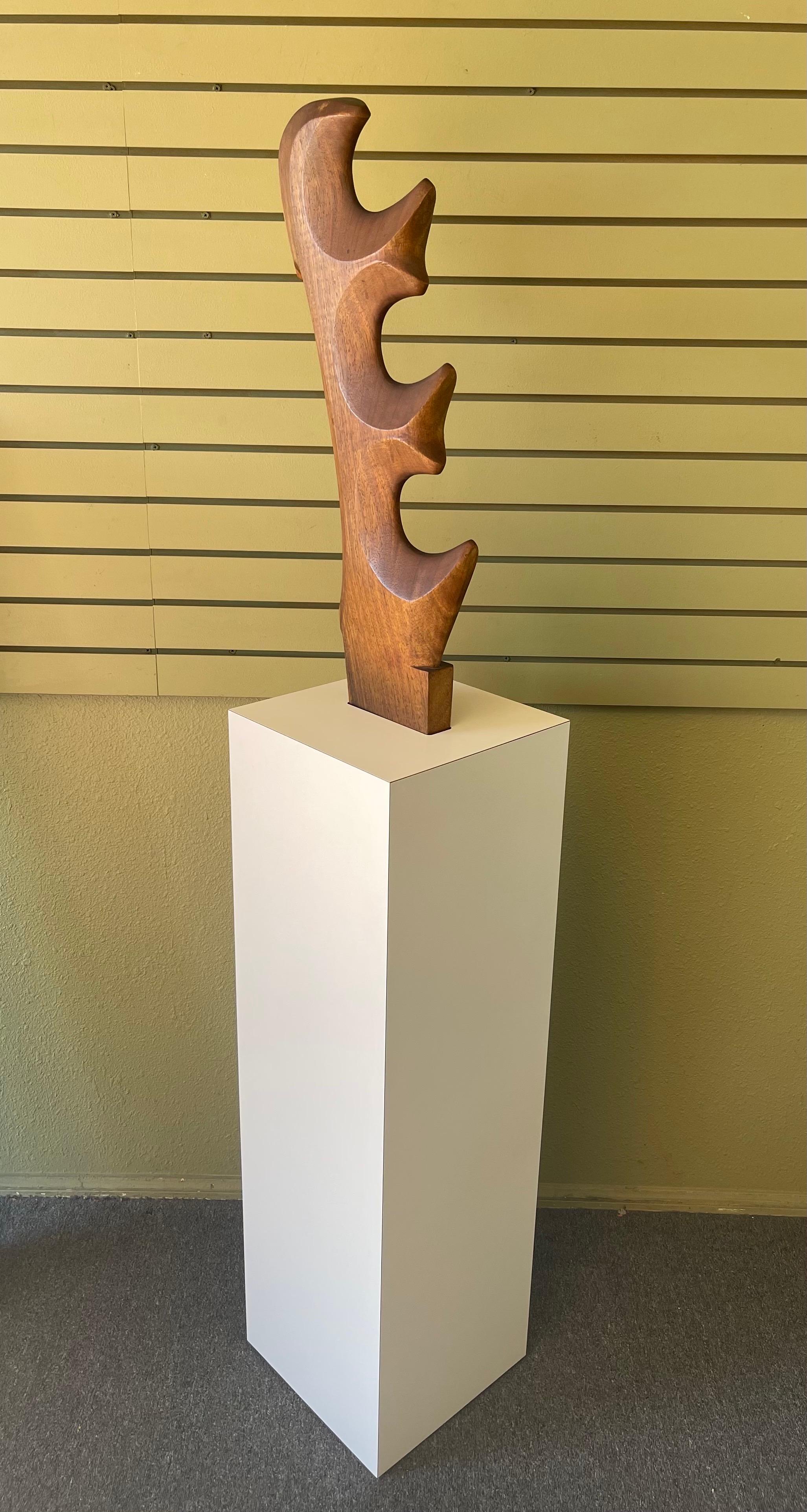 Massive Venetian Abstract Solid Walnut Forcola Sculpture by Giuseppe Carli For Sale 1
