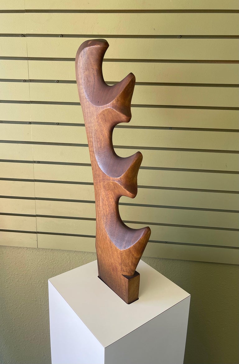 Massive Venetian Abstract Solid Walnut Forcola Sculpture by Giuseppe Carli For Sale 5