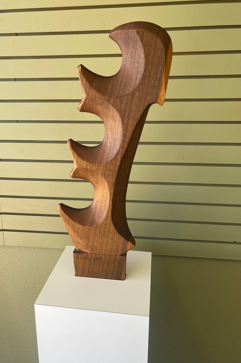 Massive Venetian Abstract Solid Walnut Forcola Sculpture by Giuseppe Carli For Sale 11