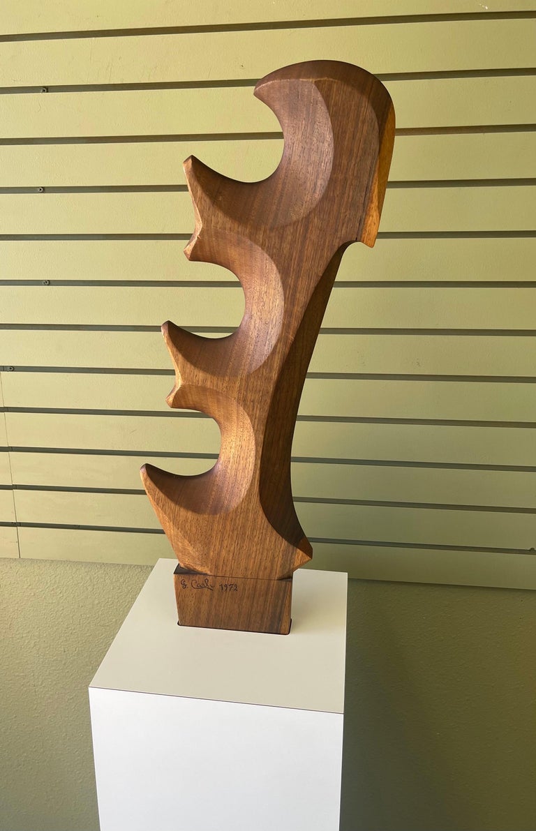 Mid-Century Modern Massive Venetian Abstract Solid Walnut Forcola Sculpture by Giuseppe Carli For Sale